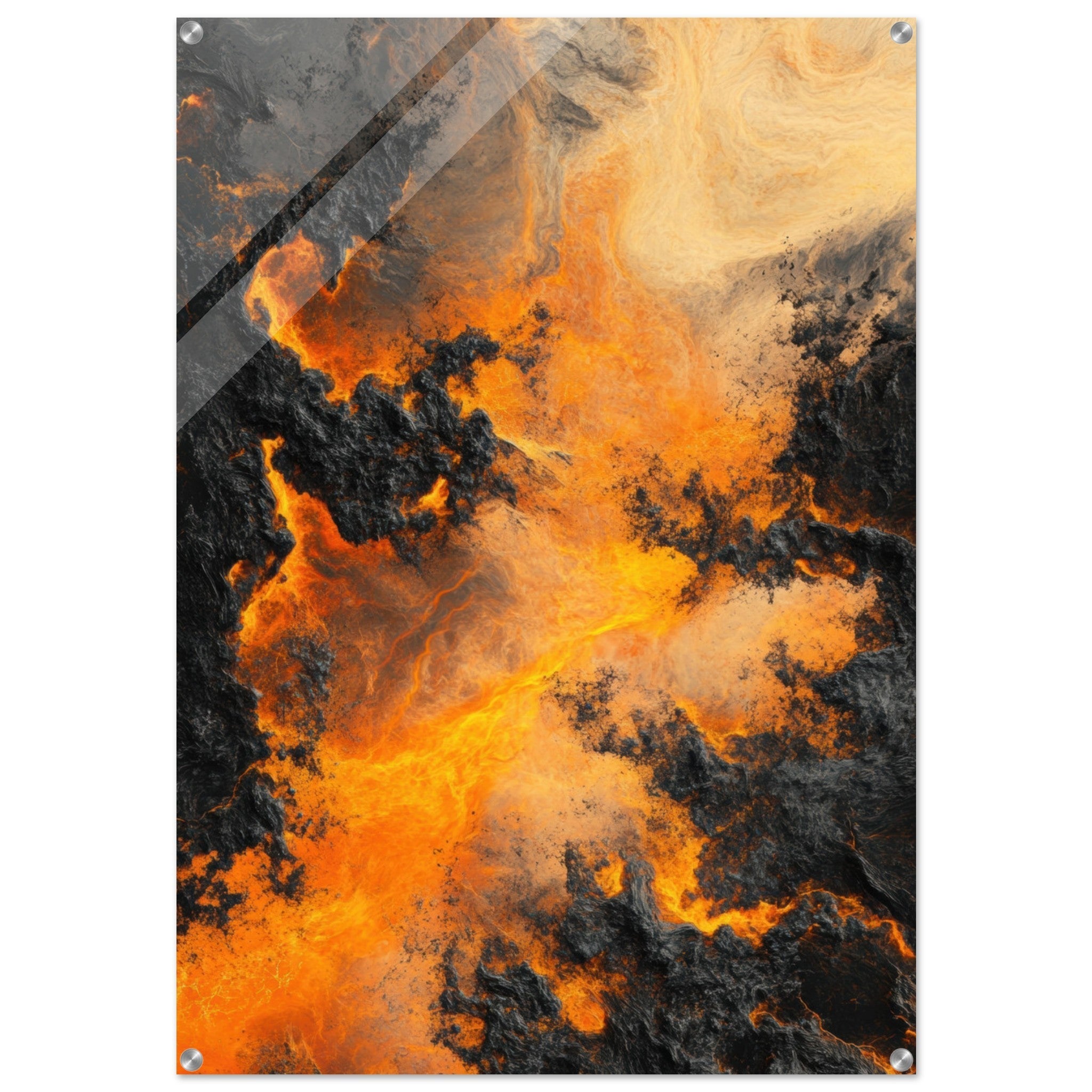 Acrylic Print Portrait - Ember Genesis A volatile burst of molten gold 8 - Ai Art Force