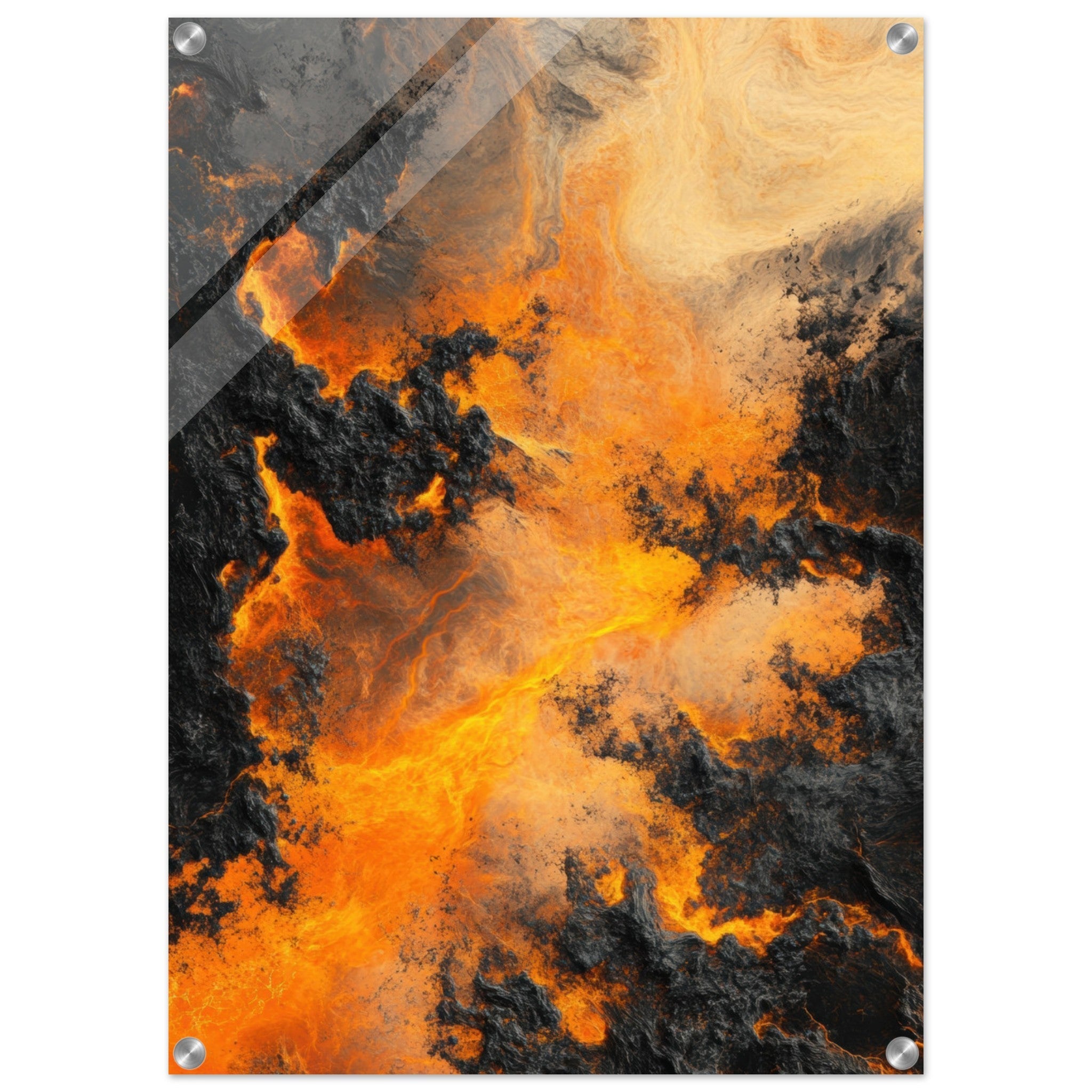 Acrylic Print Portrait - Ember Genesis A volatile burst of molten gold 8 - Ai Art Force