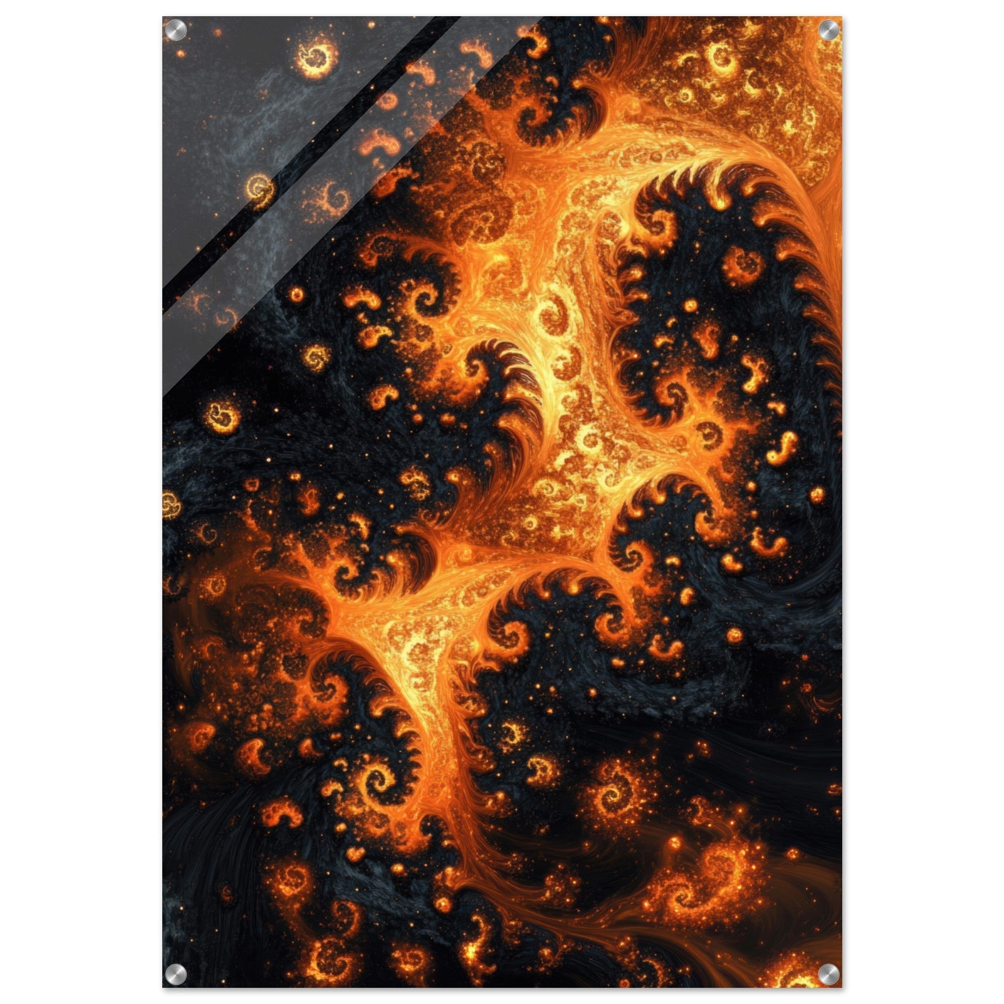 Acrylic Print Portrait - Ember Genesis A volatile burst of molten gold - Ai Art Force