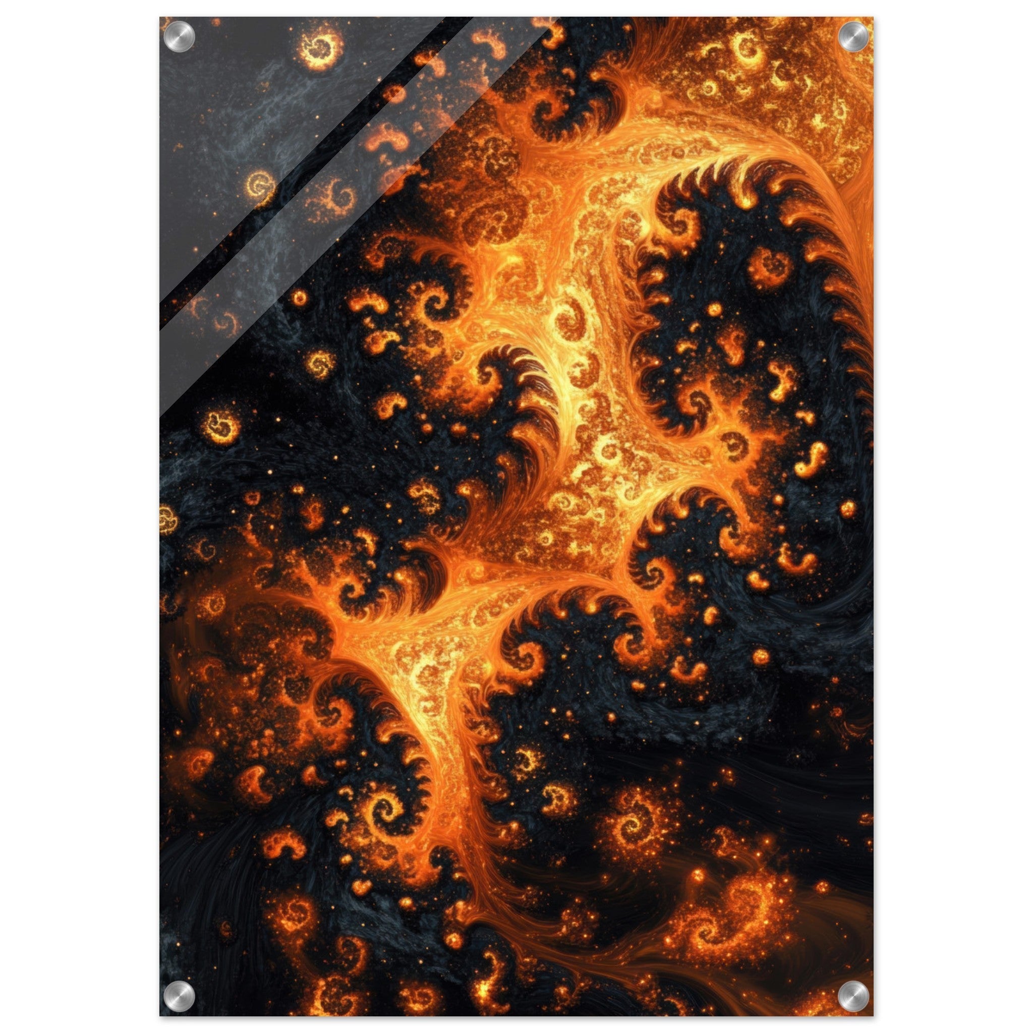 Acrylic Print Portrait - Ember Genesis A volatile burst of molten gold - Ai Art Force