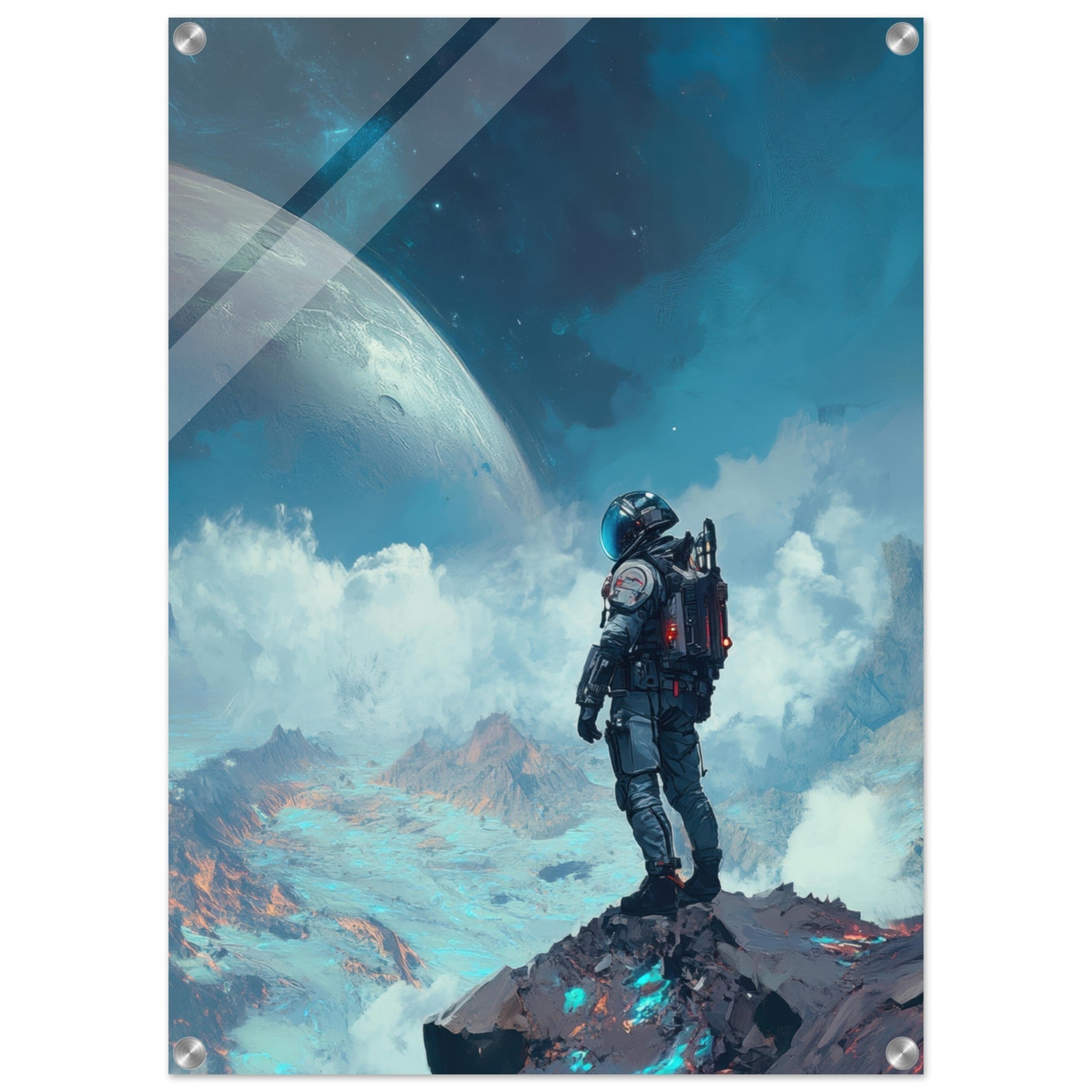 Acrylic Print Portrait - Galactic Explorer in Alien Desert A lone strong 2 - Ai Art Force