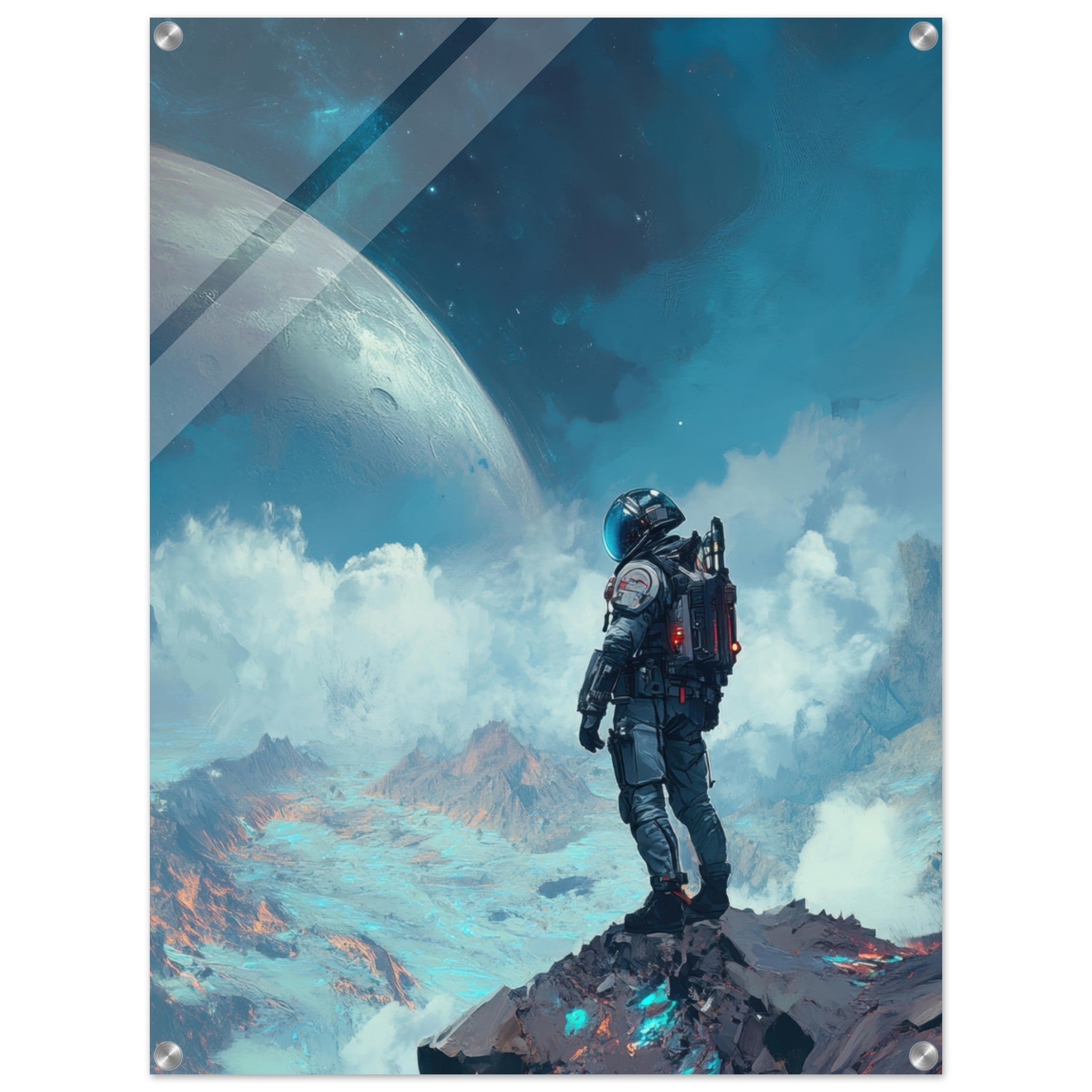Acrylic Print Portrait - Galactic Explorer in Alien Desert A lone strong 2 - Ai Art Force