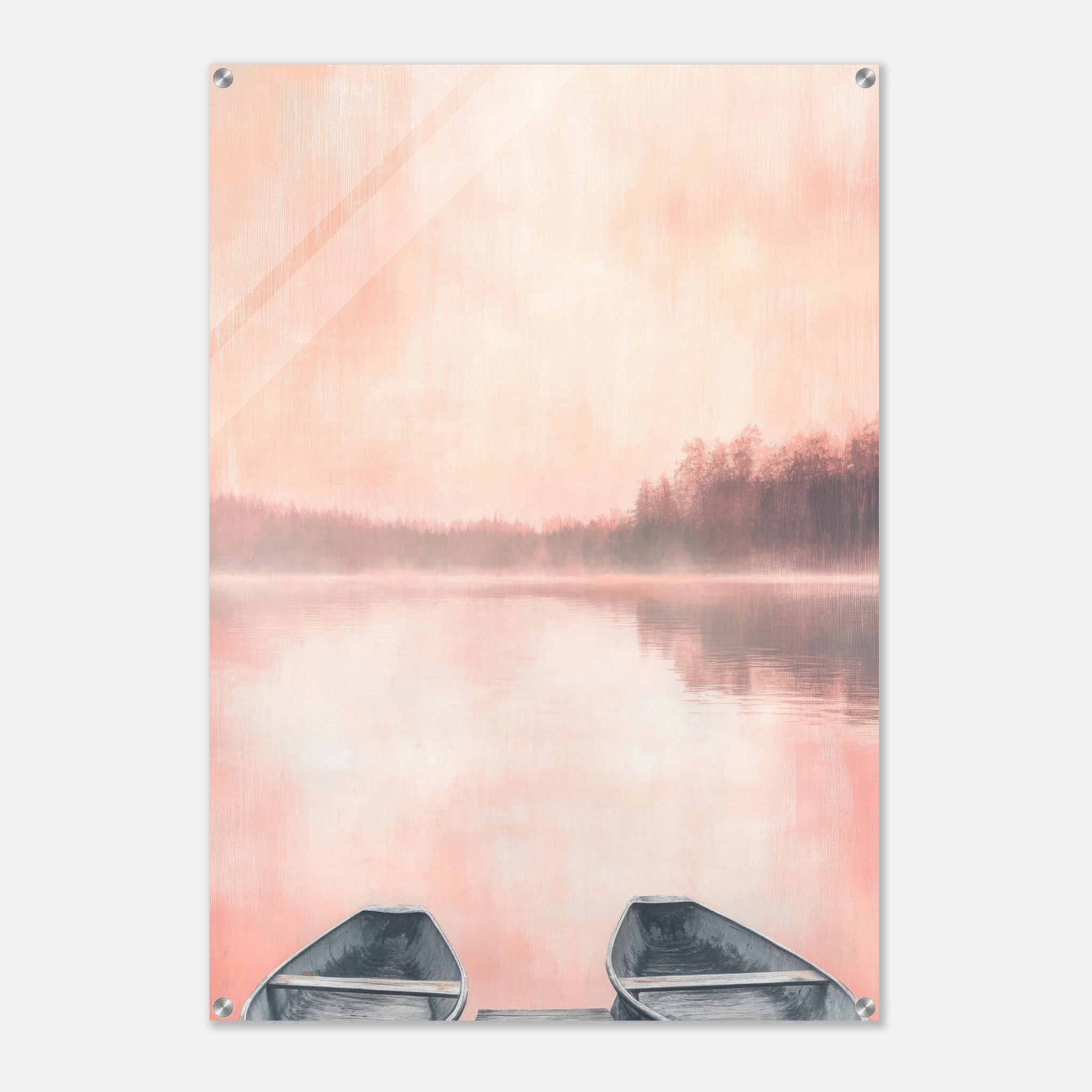 Acrylic Print Portrait - Serene Lake with Rowboats A tranquil lake - Shop Ai Art WebShop - Digital Art online Store