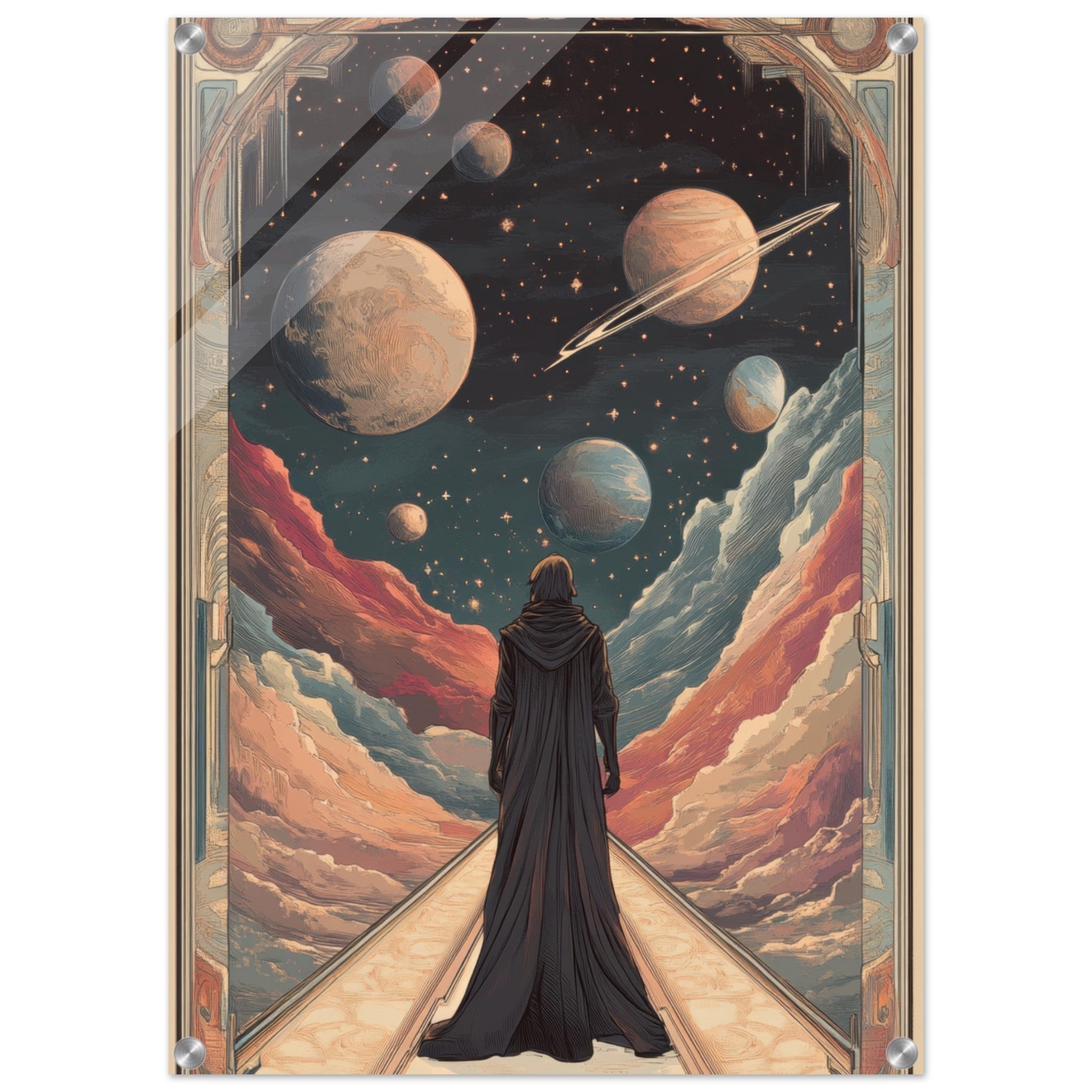 Acrylic Print Portrait - The Astral Voyager An Art Nouveau poster 2 - Shop Ai Art WebShop - Digital Art online Store
