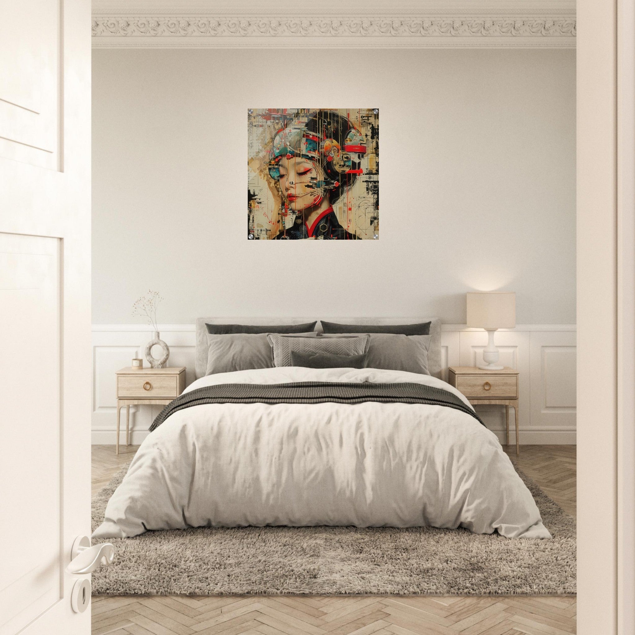 Acrylic Print Square - Asianfuturism swedish sharkansas in abstract style - Shop Ai Art WebShop - Digital Art online Store