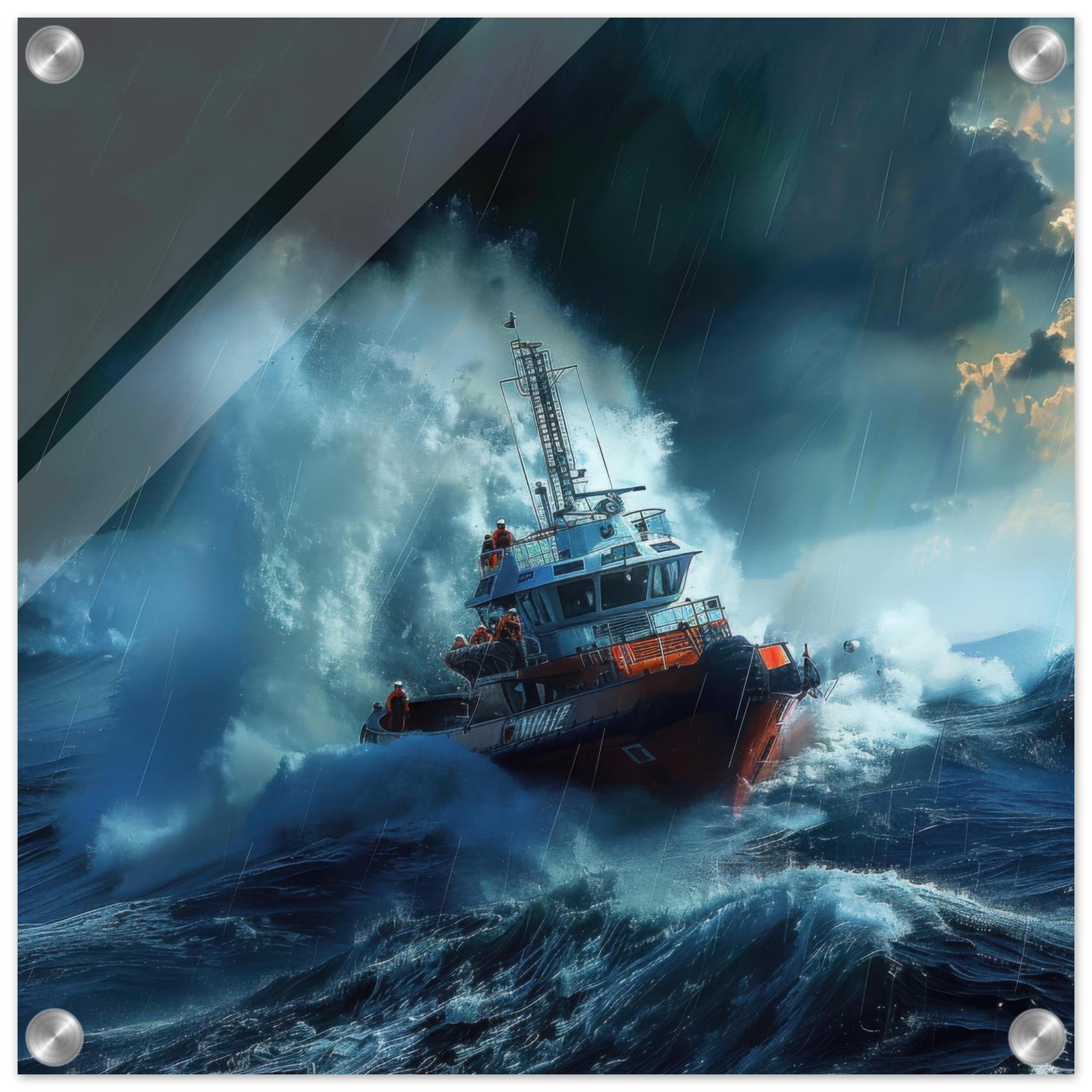 Acrylic Print Square - Business Work Mood Maker 1 resque boat - Shop Ai Art WebShop - Digital Art online Store