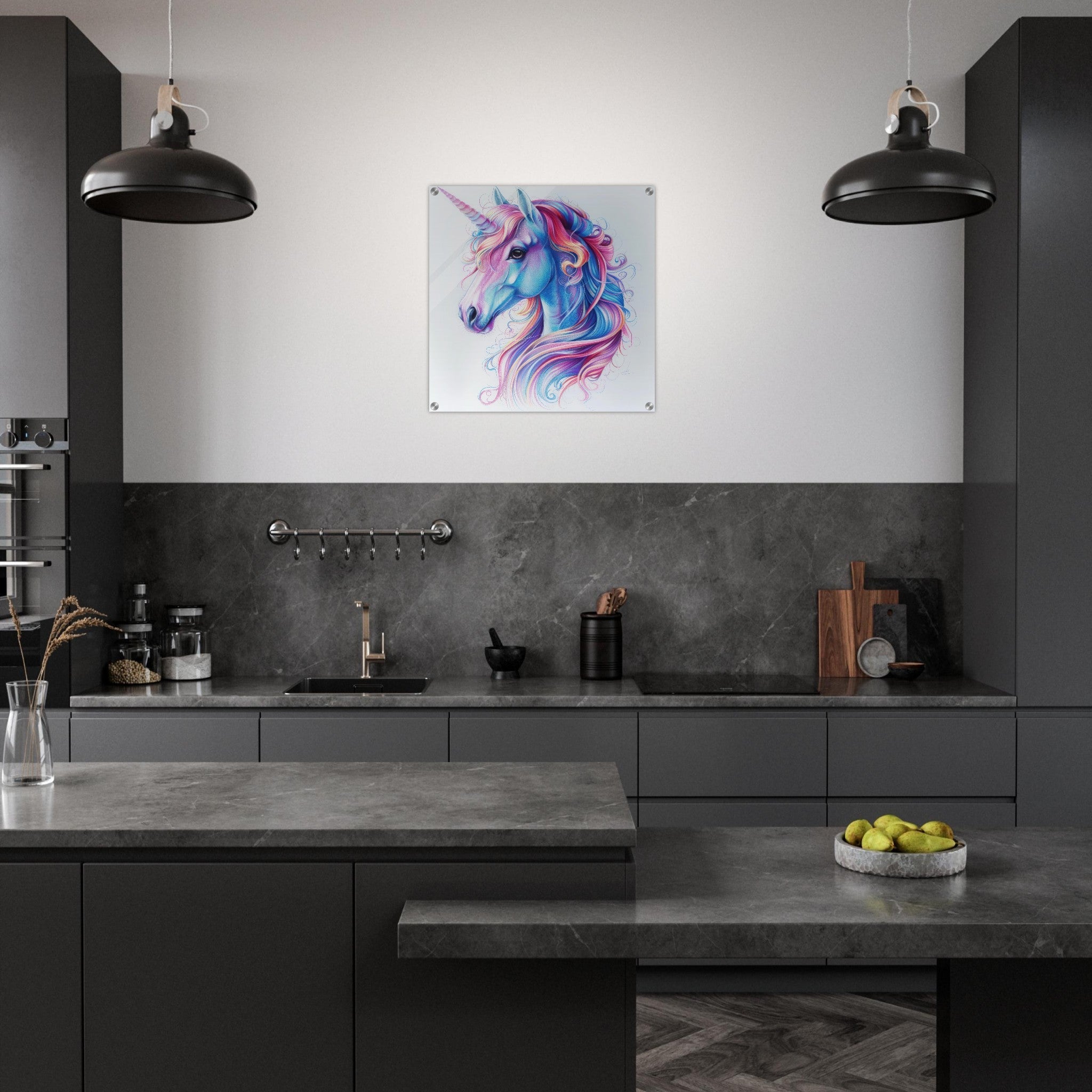 Acrylic Print Square - Children Kids Room Art Unicorn Fantasy 2 - Shop Ai Art WebShop - Digital Art online Store