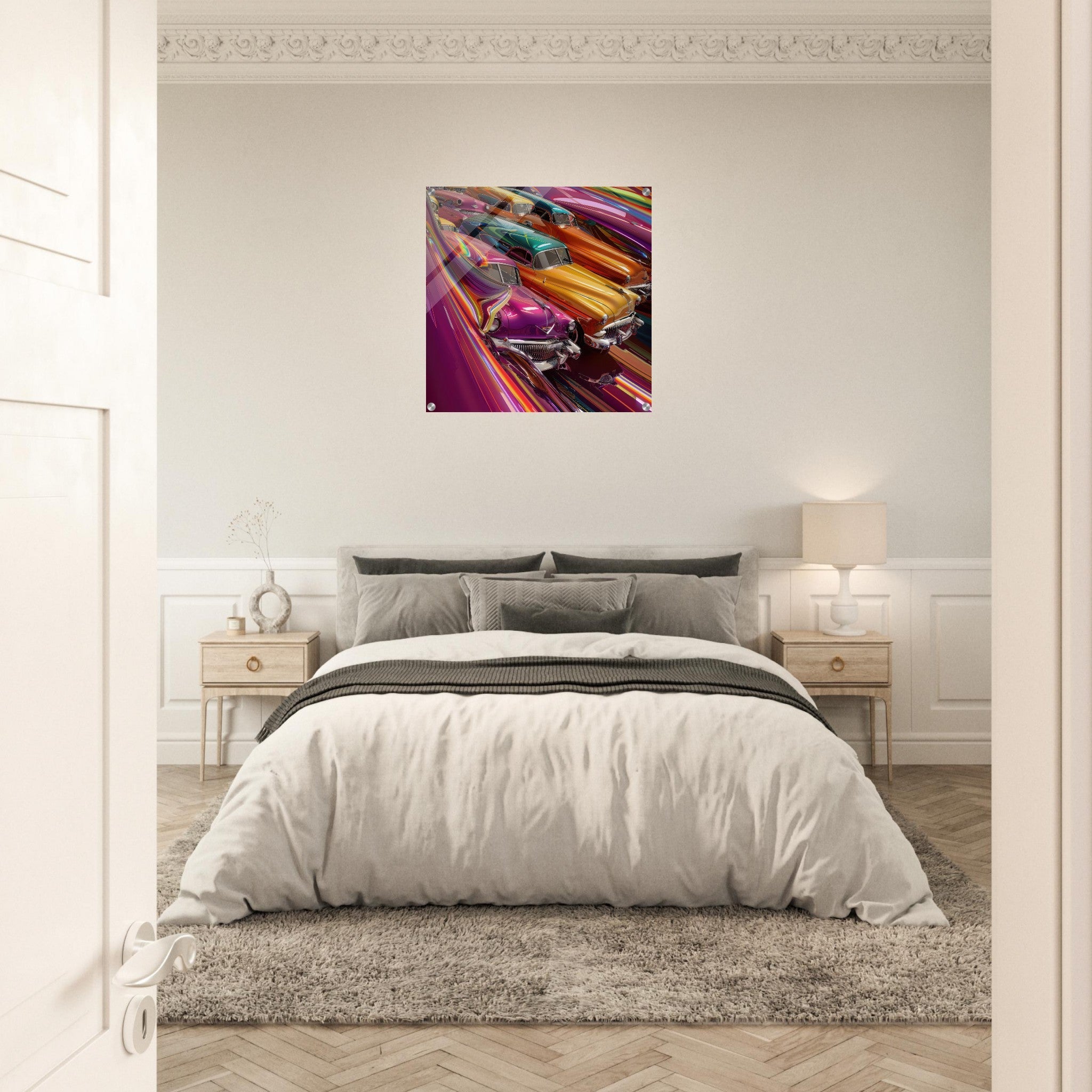Acrylic Print Square - Classic Cars Art - Shop Ai Art WebShop - Digital Art online Store