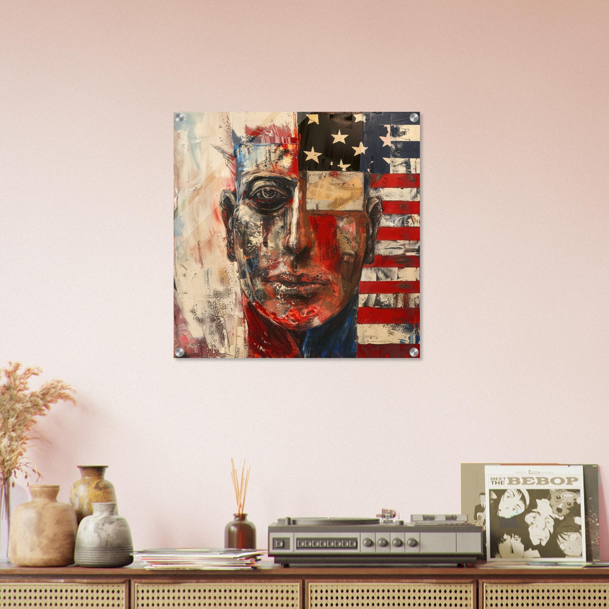 Acrylic Print Square - Expressionism art style American ancestors - Shop Ai Art WebShop - Digital Art online Store