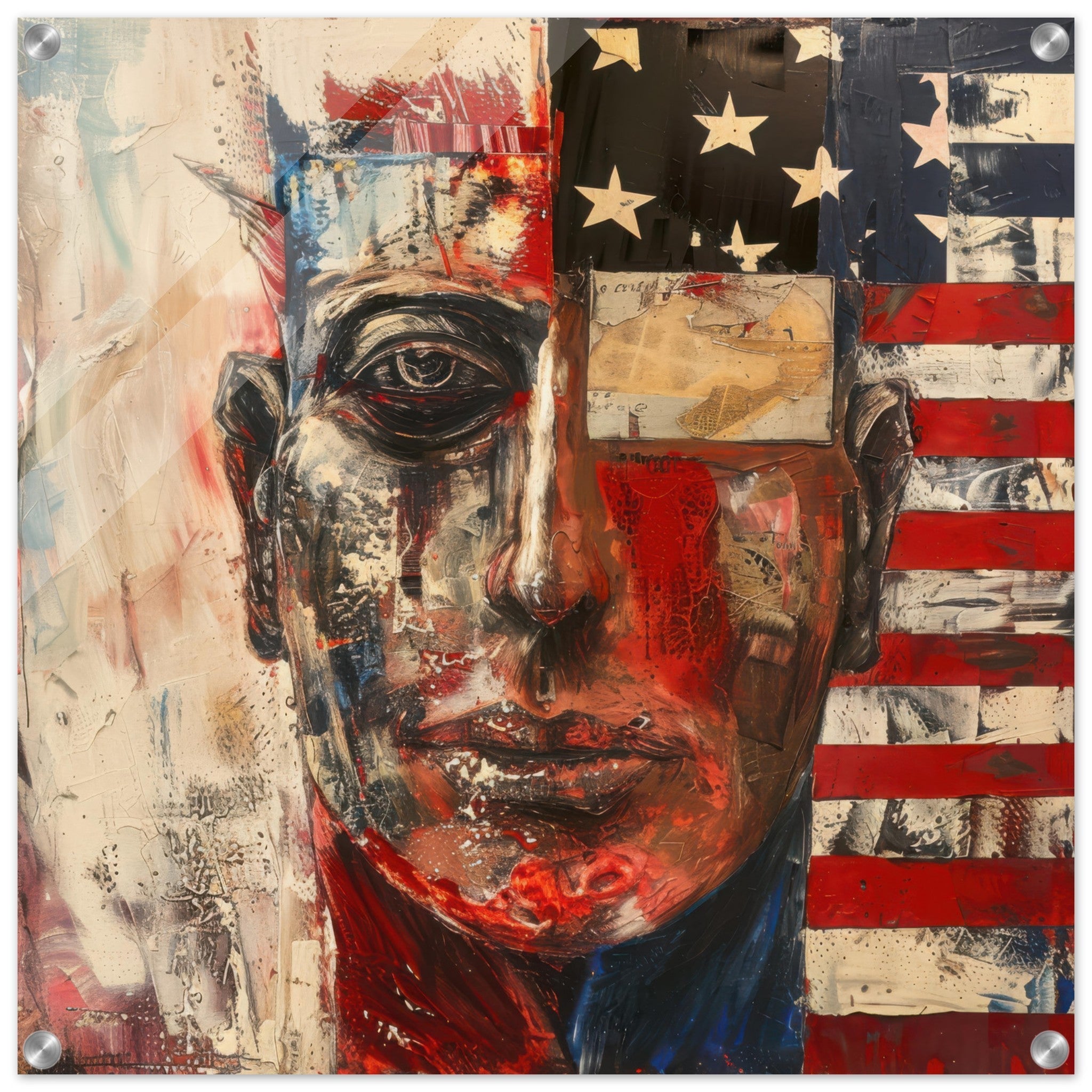 Acrylic Print Square - Expressionism art style American ancestors - Shop Ai Art WebShop - Digital Art online Store