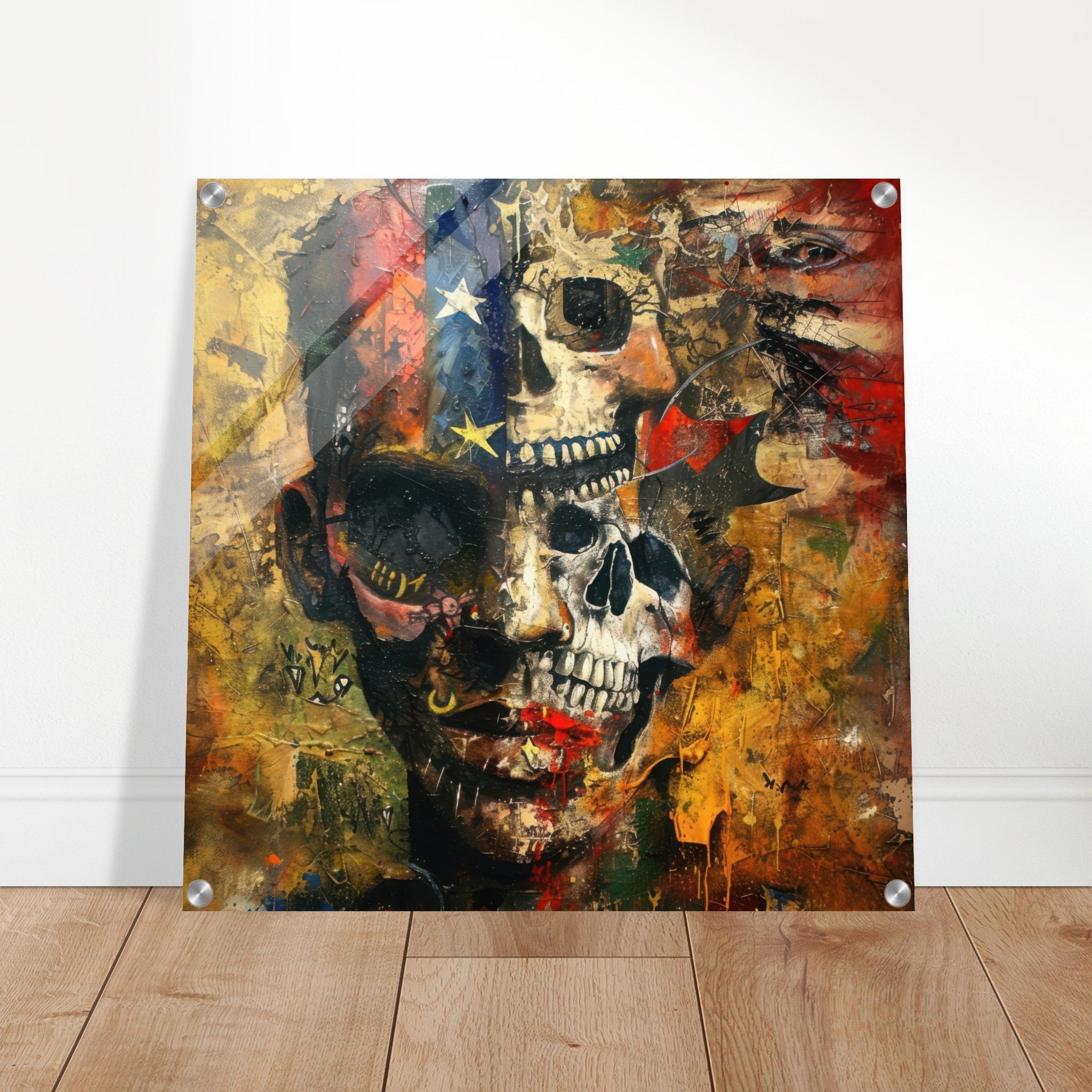 Acrylic Print Square - Expressionism art style American ancestors 2 - Shop Ai Art WebShop - Digital Art online Store