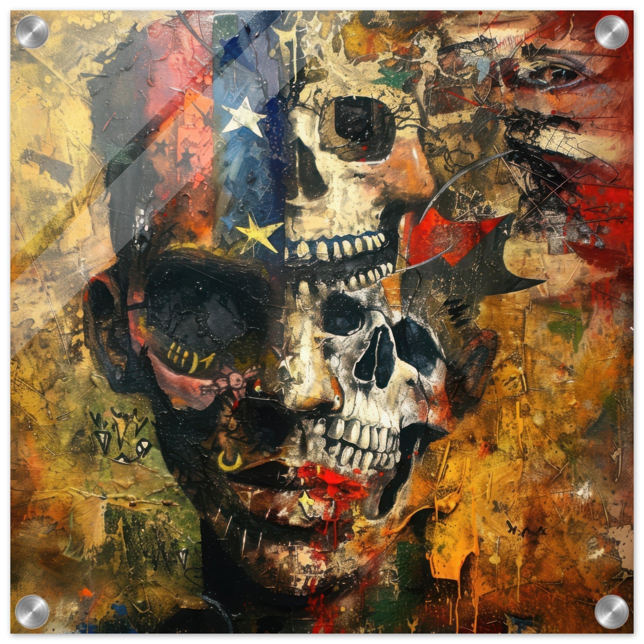 Acrylic Print Square - Expressionism art style American ancestors 2 - Shop Ai Art WebShop - Digital Art online Store