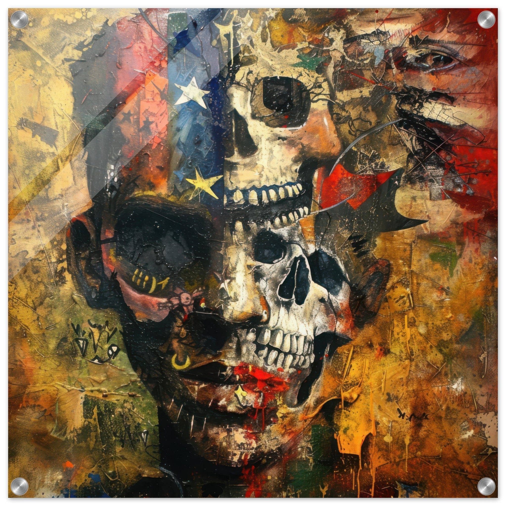 Acrylic Print Square - Expressionism art style American ancestors 2 - Shop Ai Art WebShop - Digital Art online Store