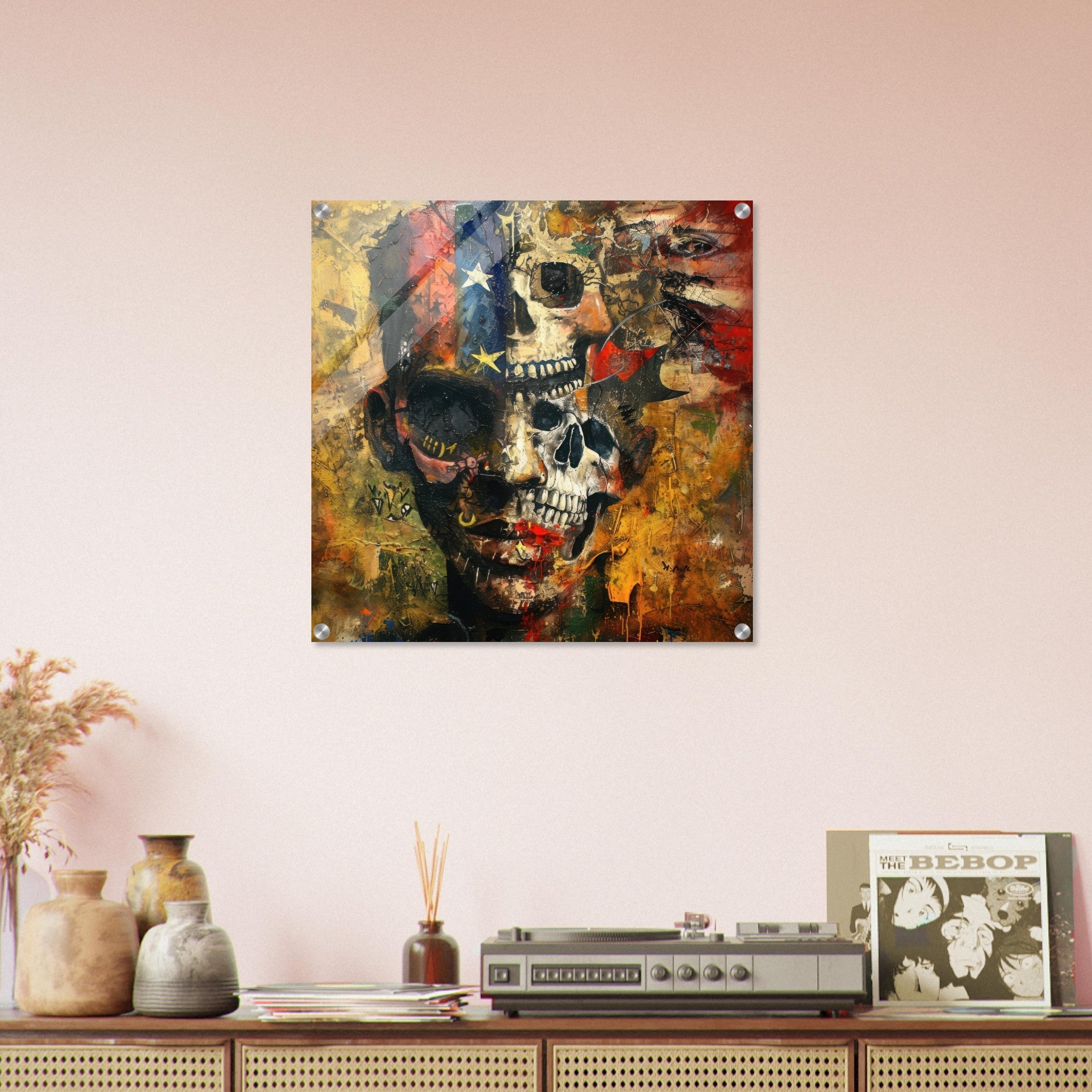 Acrylic Print Square - Expressionism art style American ancestors 2 - Shop Ai Art WebShop - Digital Art online Store