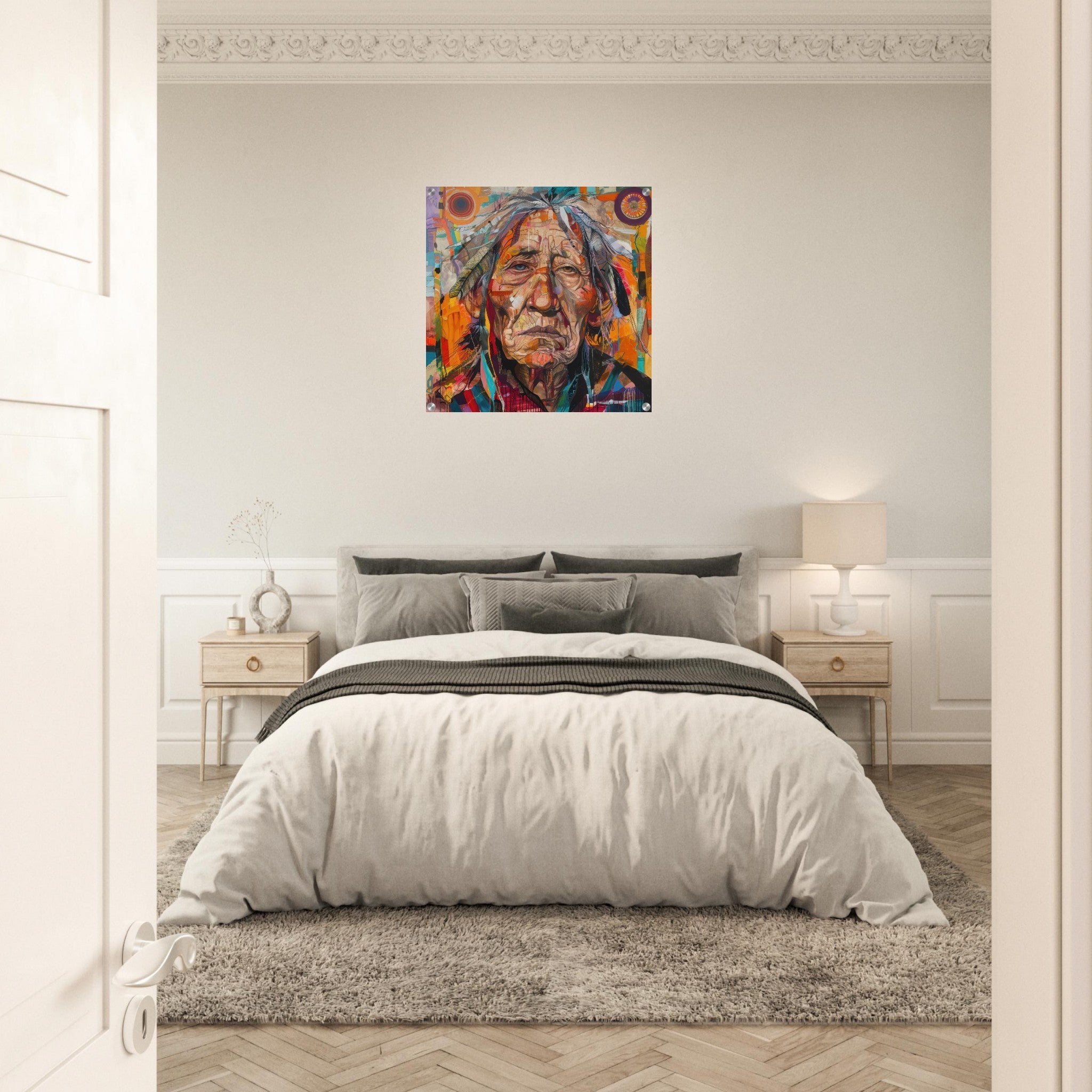 Acrylic Print Square - Expressionism art style American ancestors 3 - Shop Ai Art WebShop - Digital Art online Store