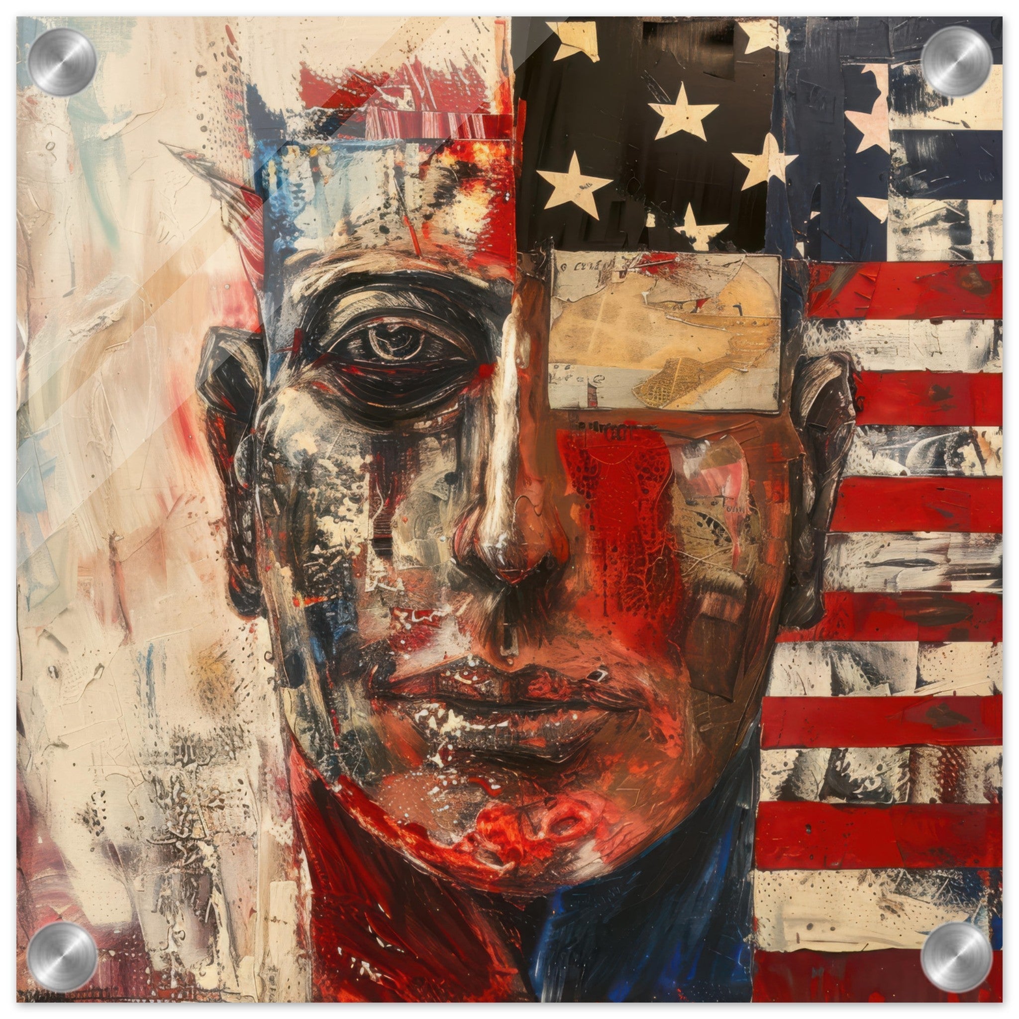Acrylic Print Square - Expressionism art style American ancestors - Shop Ai Art WebShop - Digital Art online Store