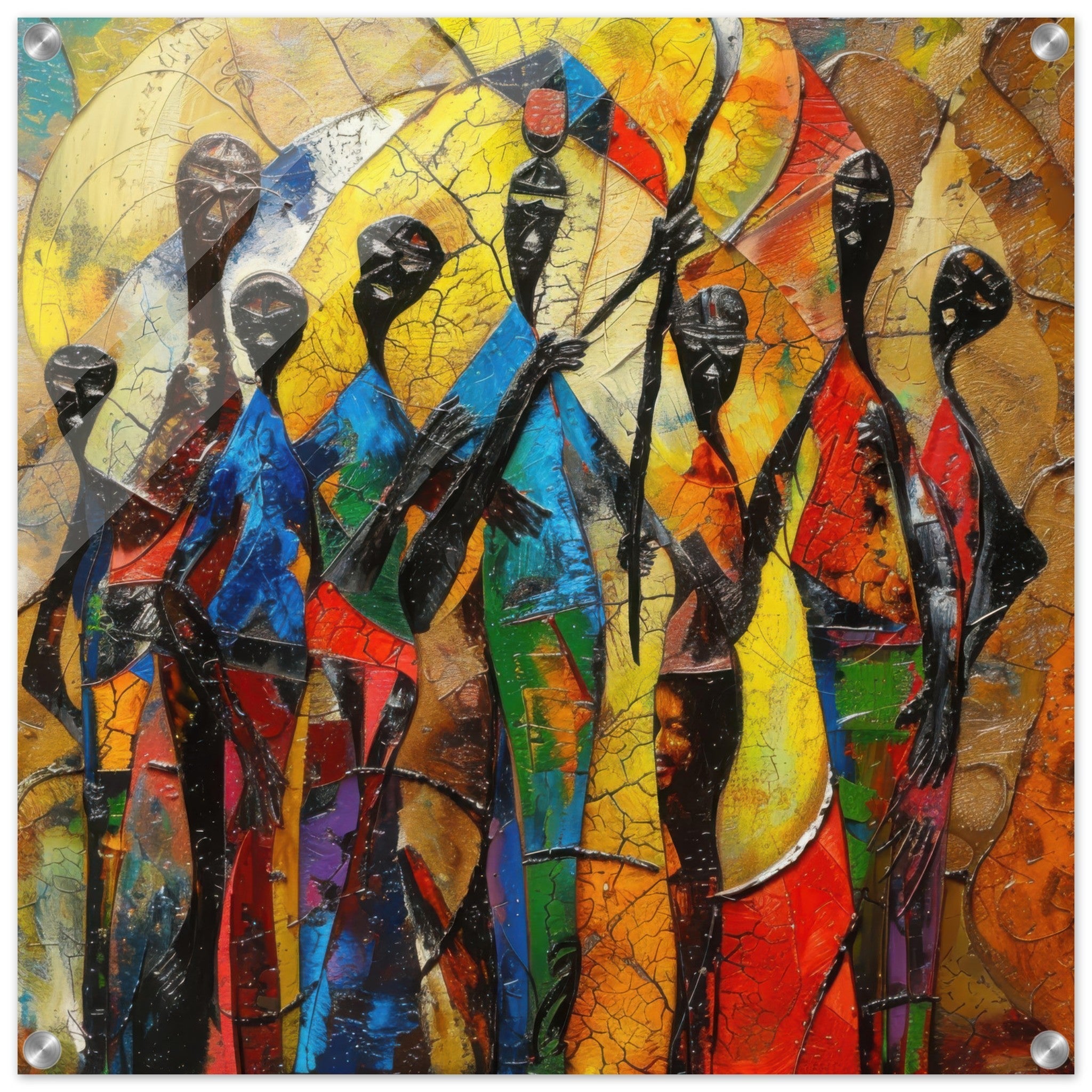 Acrylic Print Square - Expressionism art style Ugandas ancestors - Shop Ai Art WebShop - Digital Art online Store