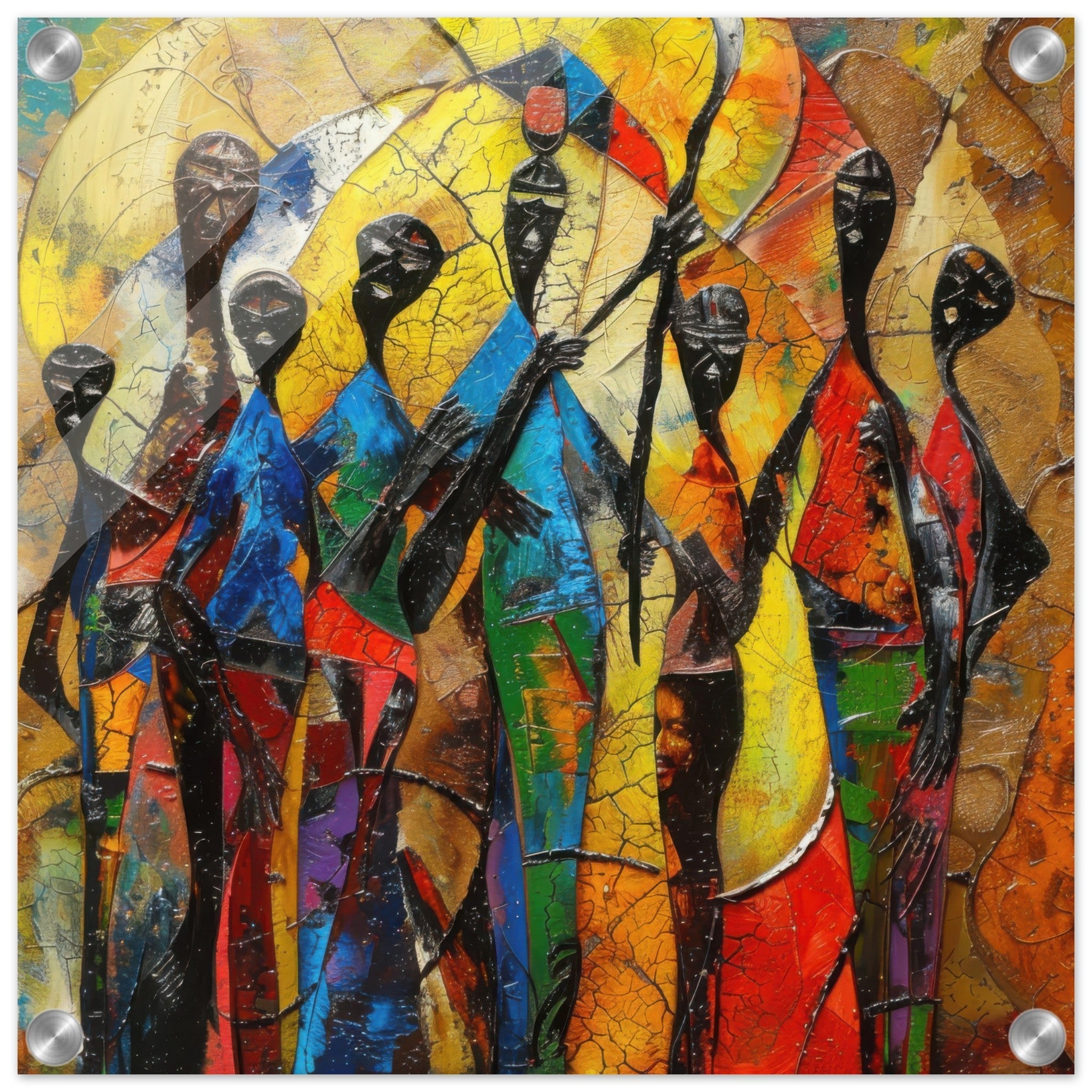 Acrylic Print Square - Expressionism art style Ugandas ancestors - Shop Ai Art WebShop - Digital Art online Store