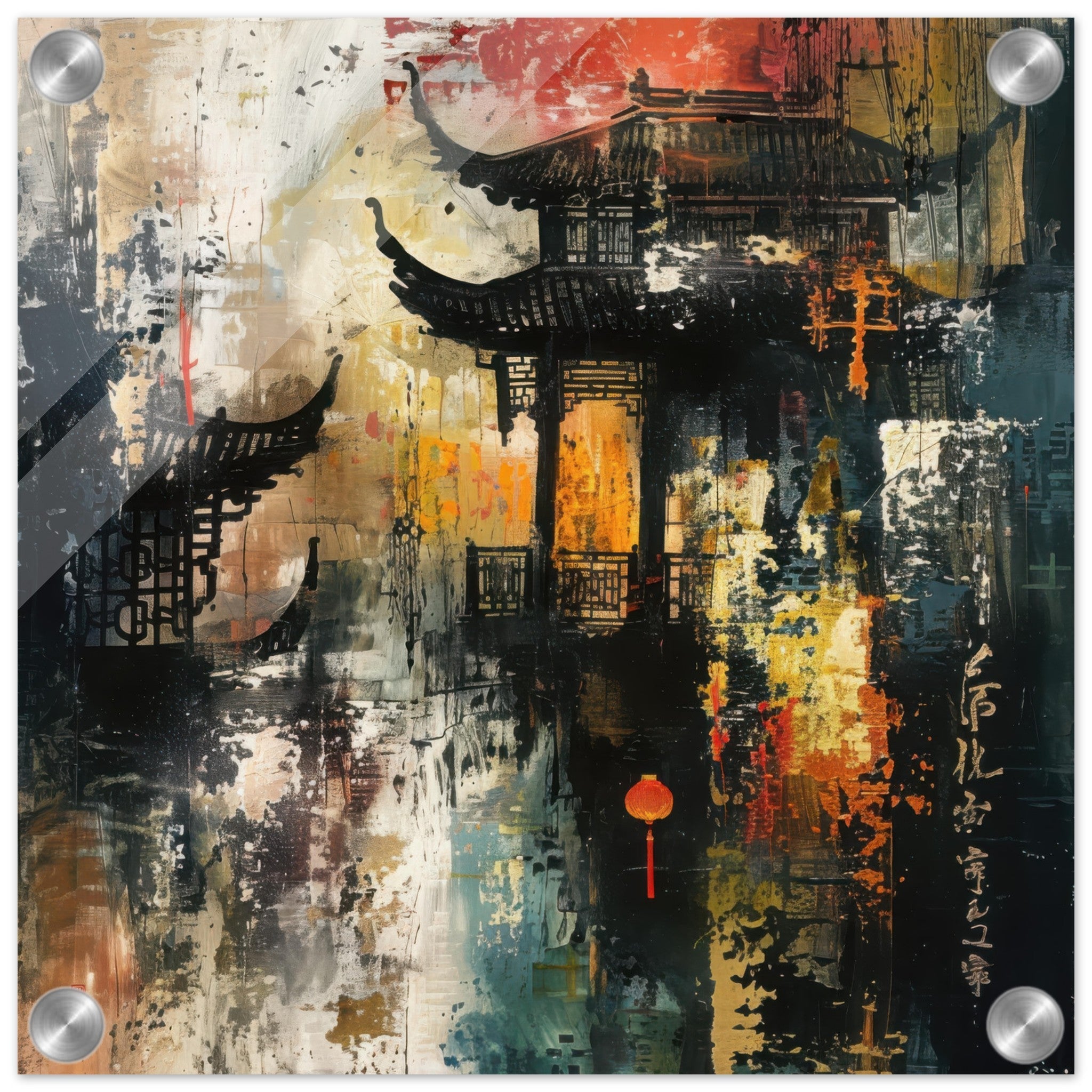 Acrylic Print Square - Old culture of China in abstract style - Shop Ai Art WebShop - Digital Art online Store