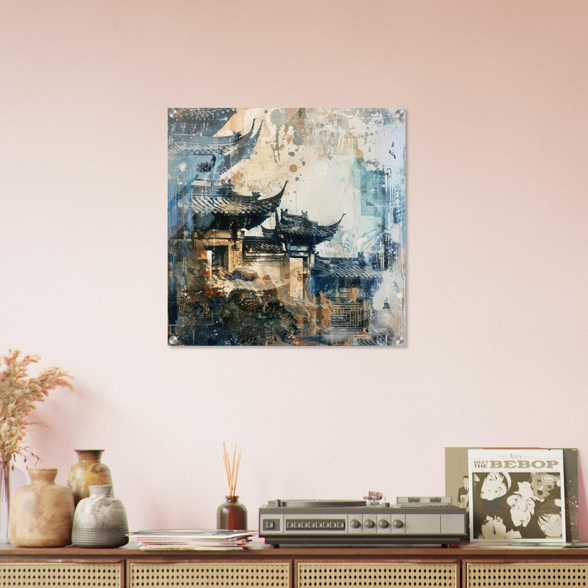 Acrylic Print Square - Old culture of China in abstract style 5 - Shop Ai Art WebShop - Digital Art online Store