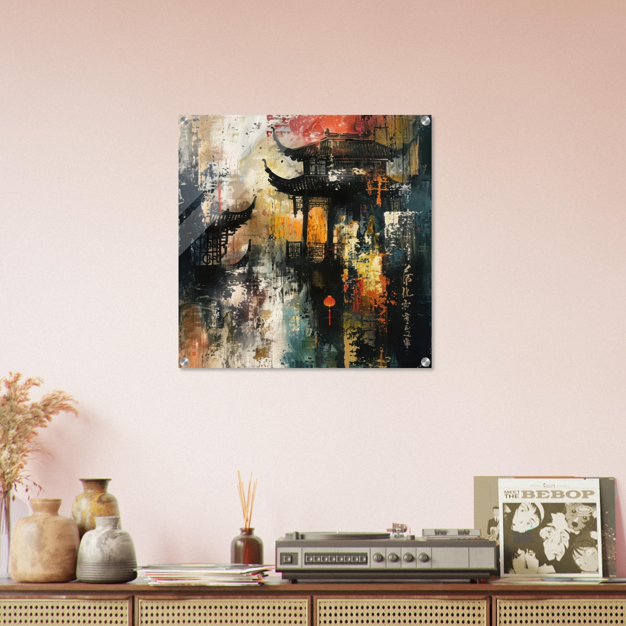Acrylic Print Square - Old culture of China in abstract style - Shop Ai Art WebShop - Digital Art online Store