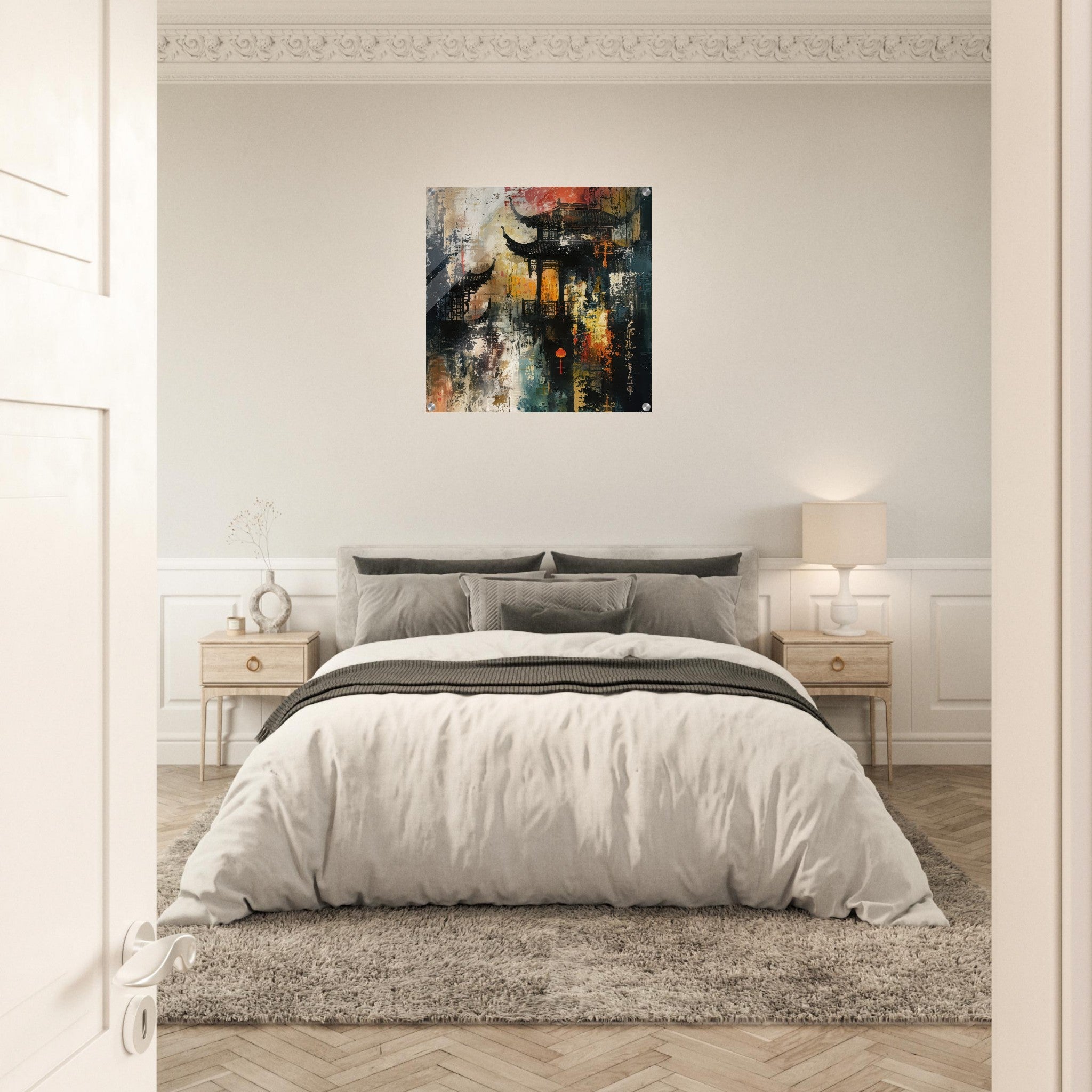 Acrylic Print Square - Old culture of China in abstract style - Shop Ai Art WebShop - Digital Art online Store