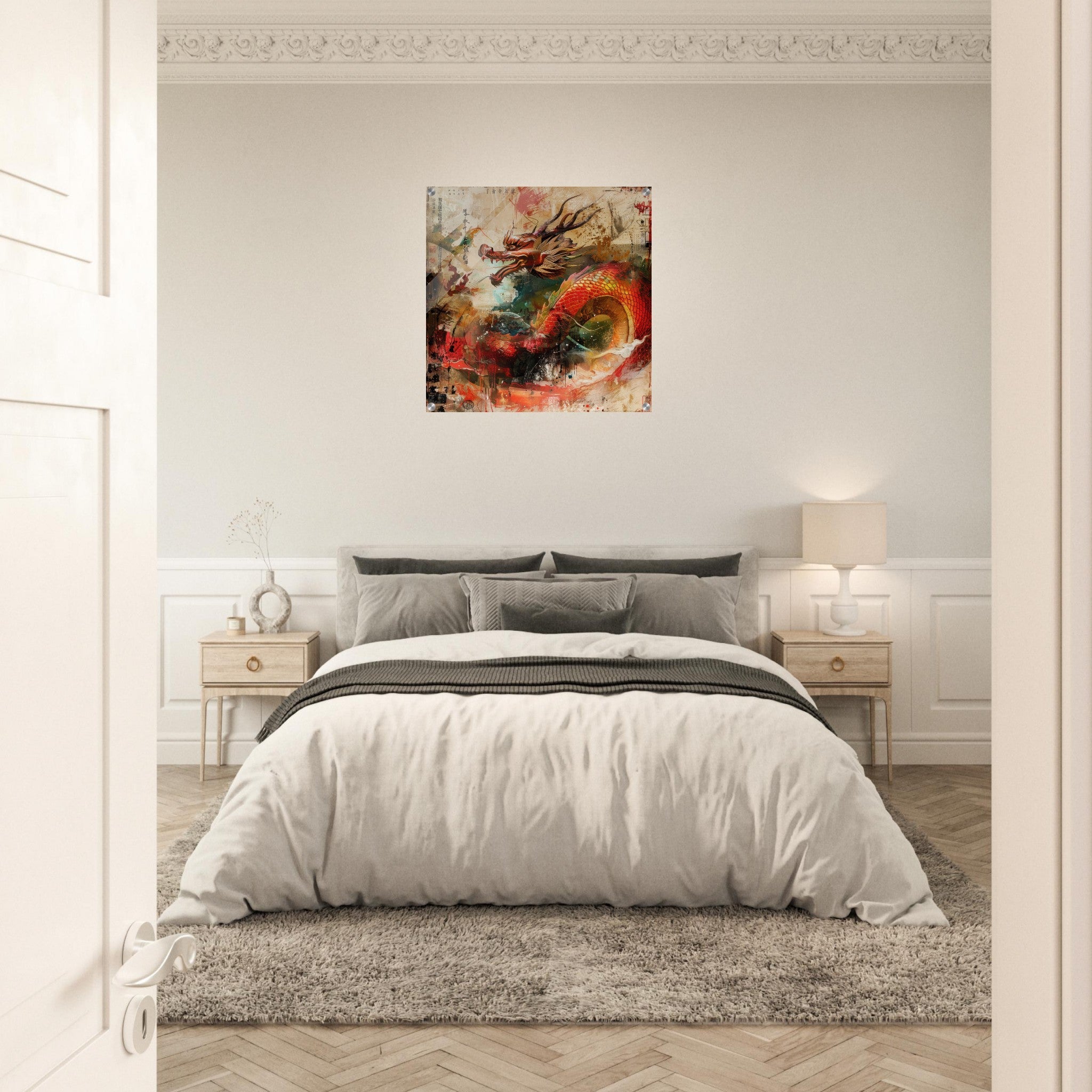 Acrylic Print Square - Old culture of China in abstract style 7 - Shop Ai Art WebShop - Digital Art online Store