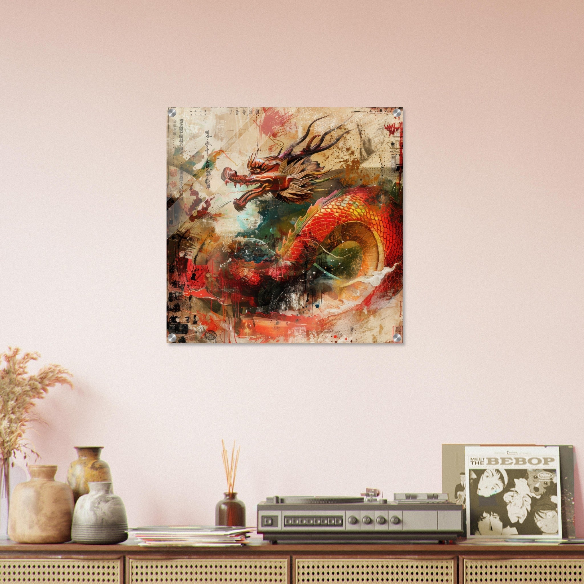 Acrylic Print Square - Old culture of China in abstract style 7 - Shop Ai Art WebShop - Digital Art online Store