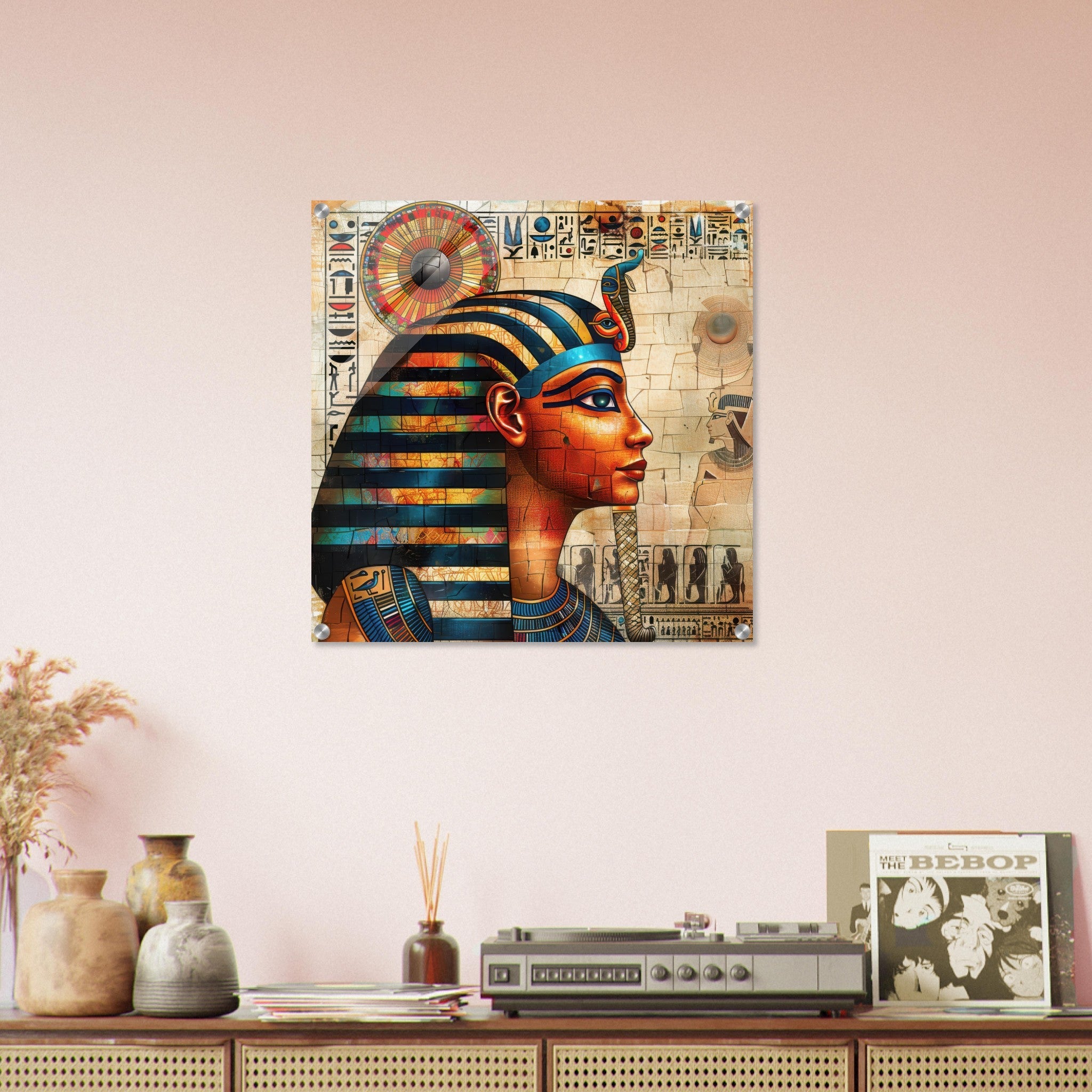 Acrylic Print Square - Old culture of Egypt in abstract style 2 - Shop Ai Art WebShop - Digital Art online Store
