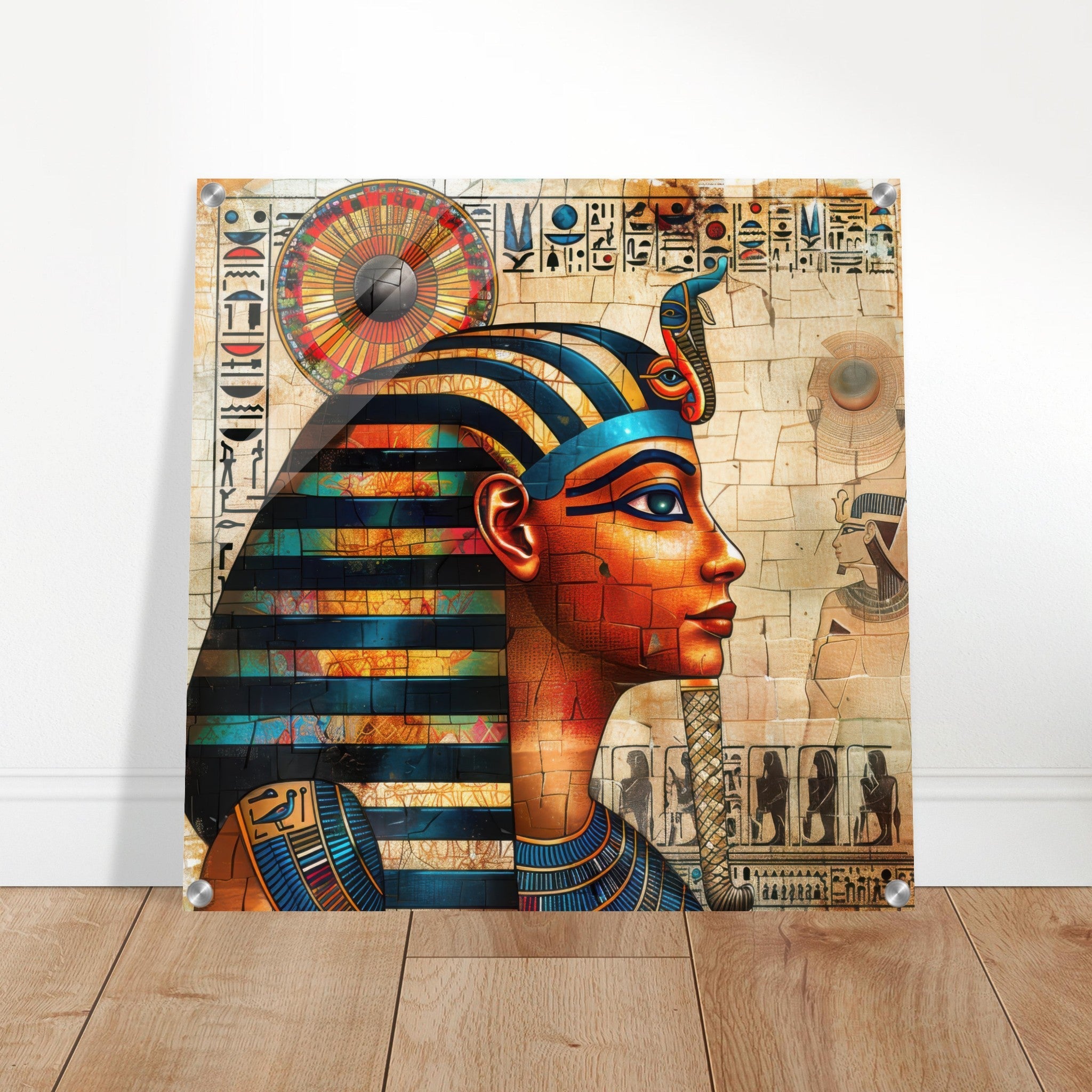 Acrylic Print Square - Old culture of Egypt in abstract style 2 - Shop Ai Art WebShop - Digital Art online Store