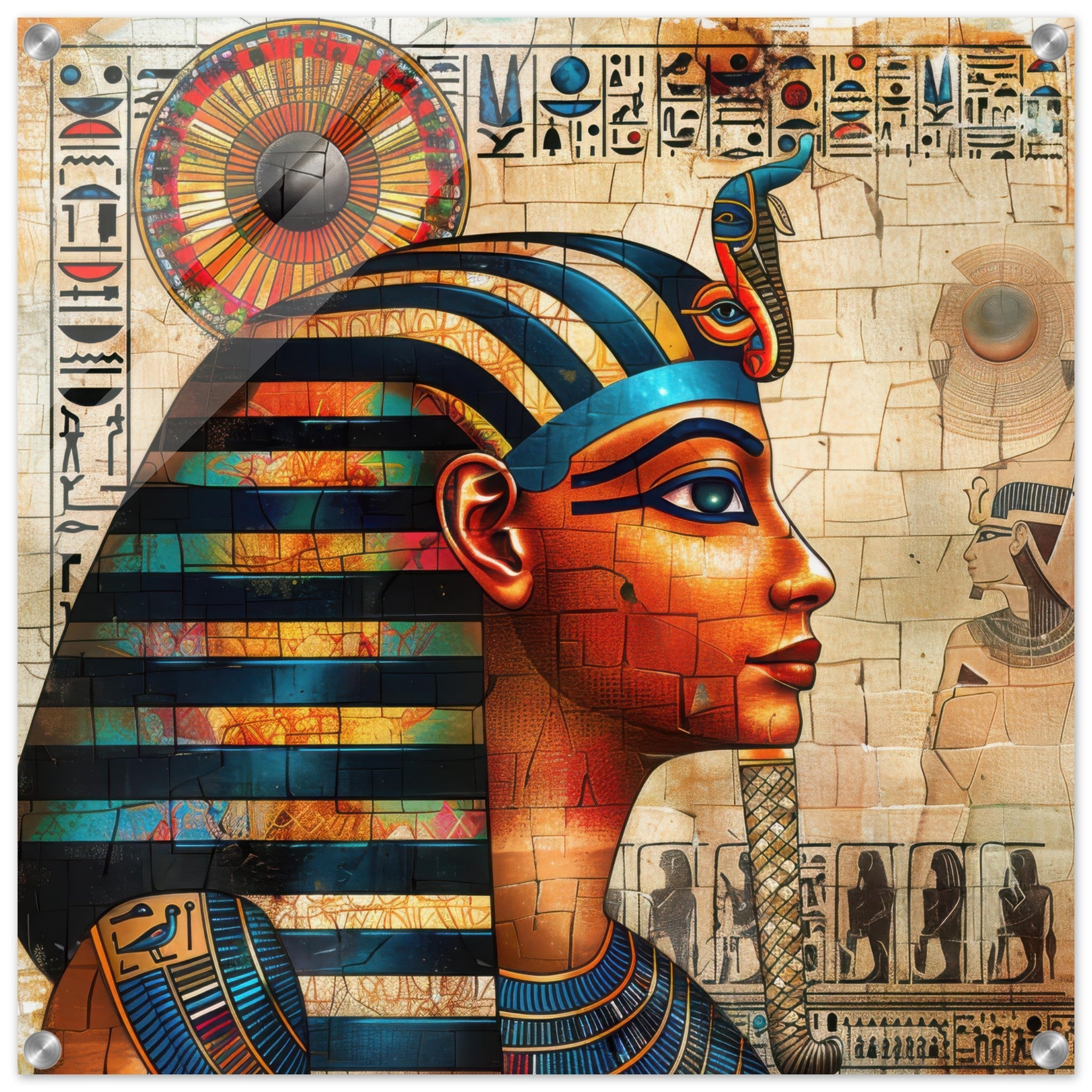 Acrylic Print Square - Old culture of Egypt in abstract style 2 - Shop Ai Art WebShop - Digital Art online Store
