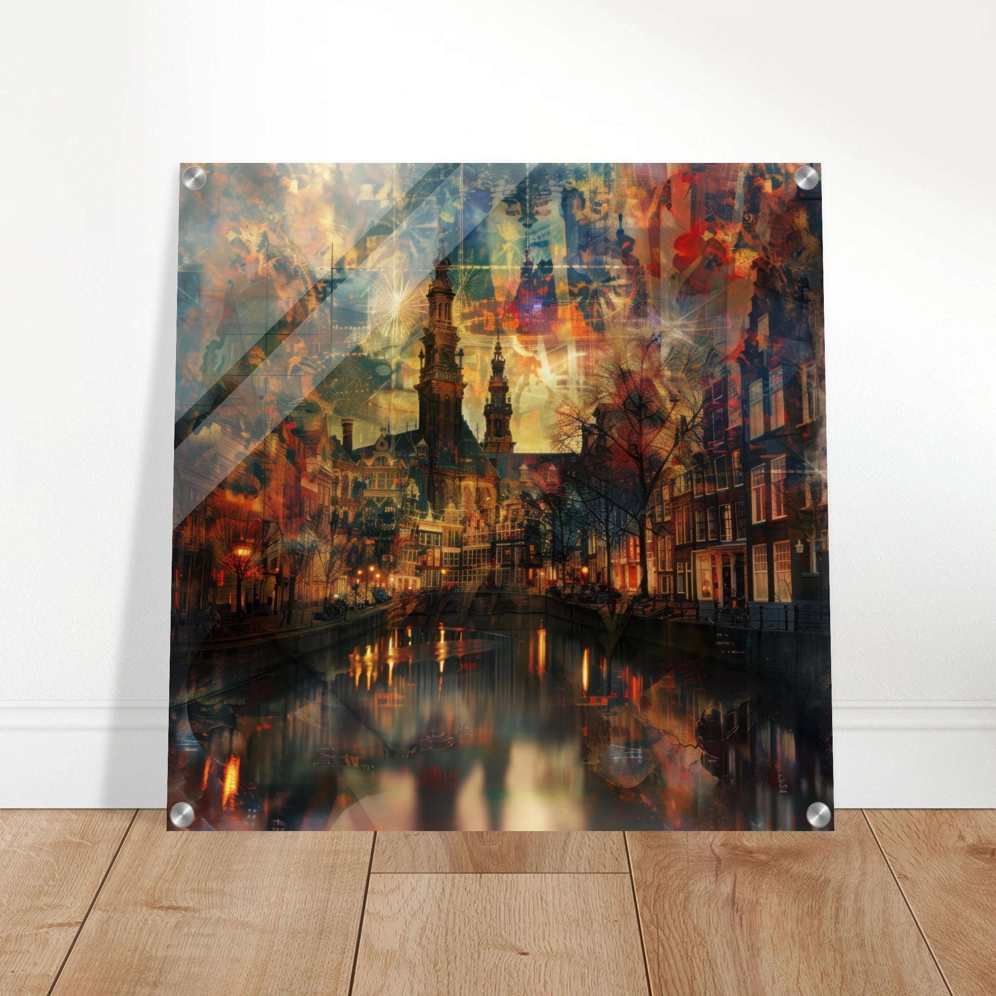 Acrylic Print Square - Old culture of the Netherlands in abstract style 2 - Ai Art Force
