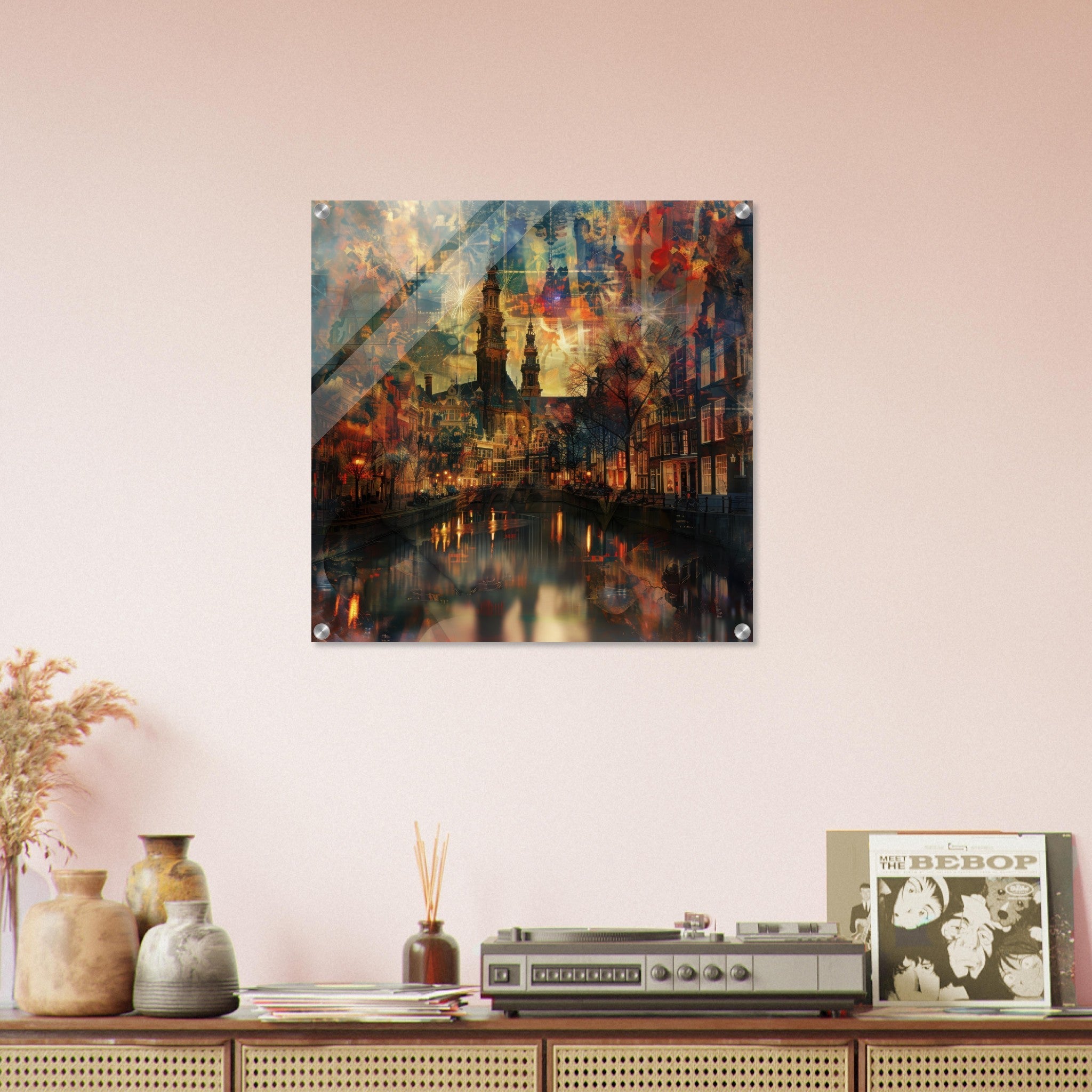 Acrylic Print Square - Old culture of the Netherlands in abstract style 2 - Ai Art Force