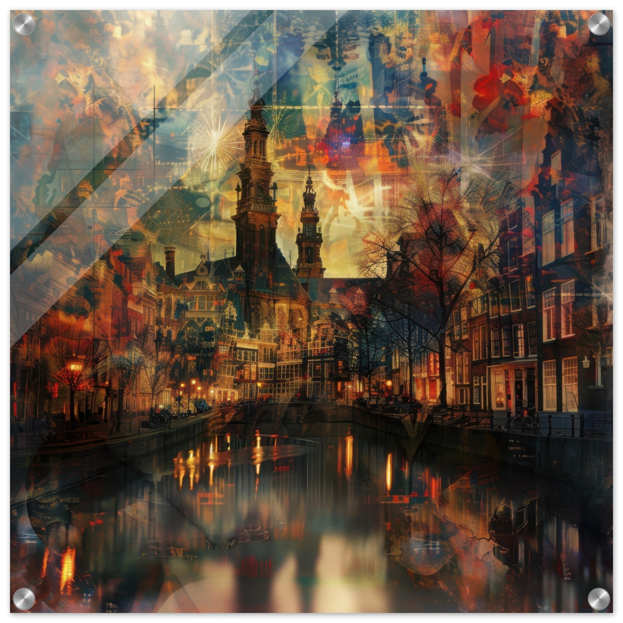 Acrylic Print Square - Old culture of the Netherlands in abstract style 2 - Ai Art Force