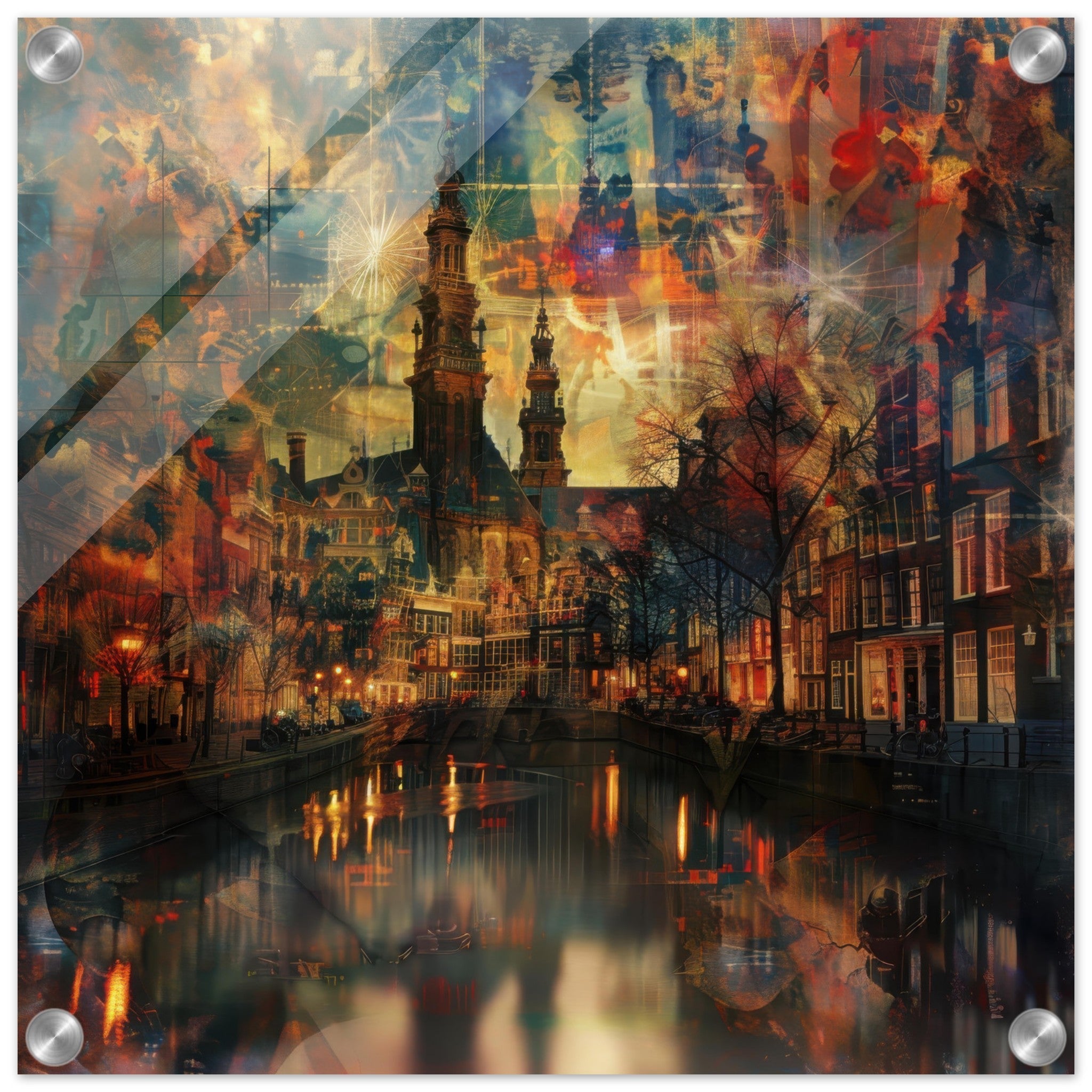 Acrylic Print Square - Old culture of the Netherlands in abstract style 2 - Ai Art Force