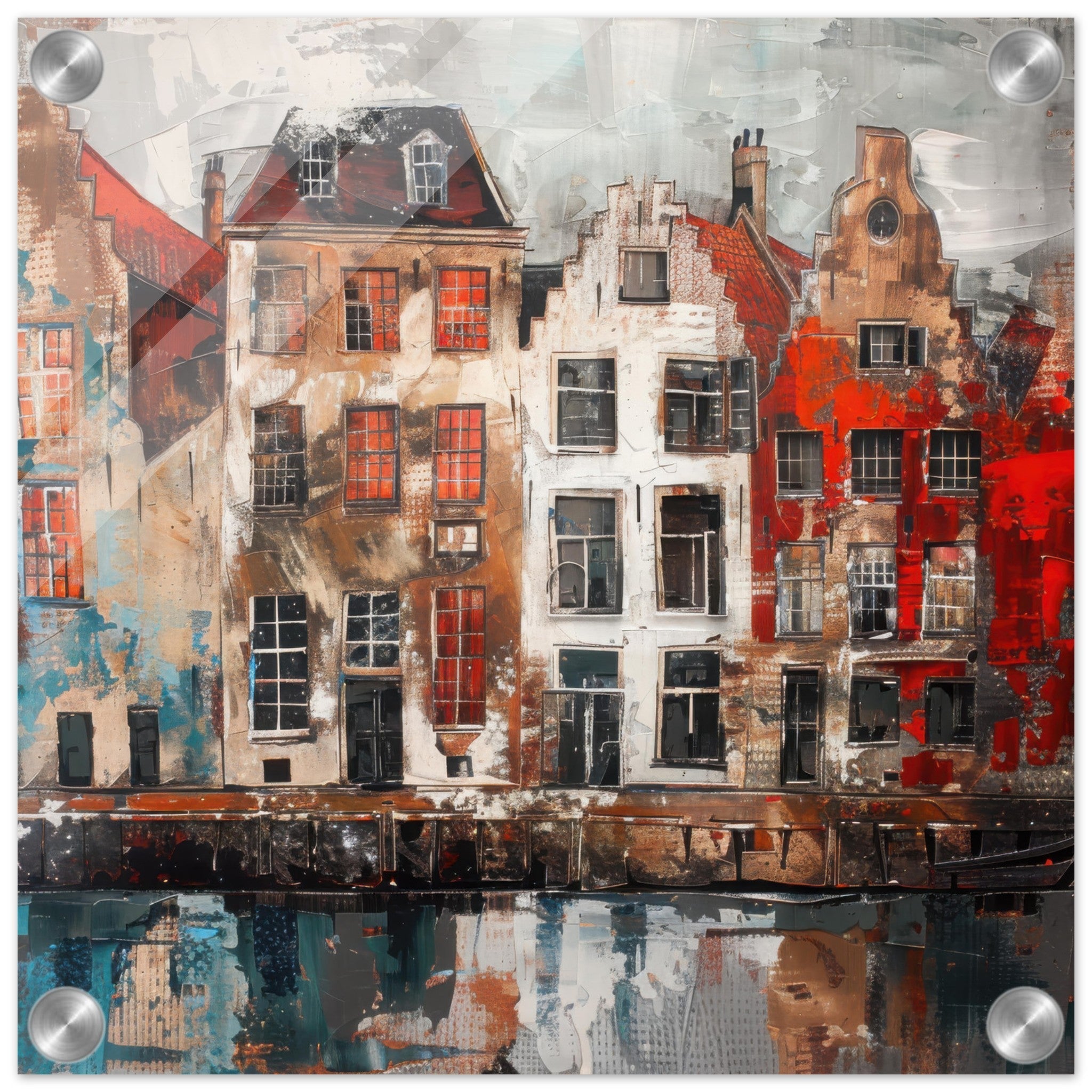 Acrylic Print Square - Old culture of the Netherlands in abstract style - Shop Ai Art WebShop - Digital Art online Store