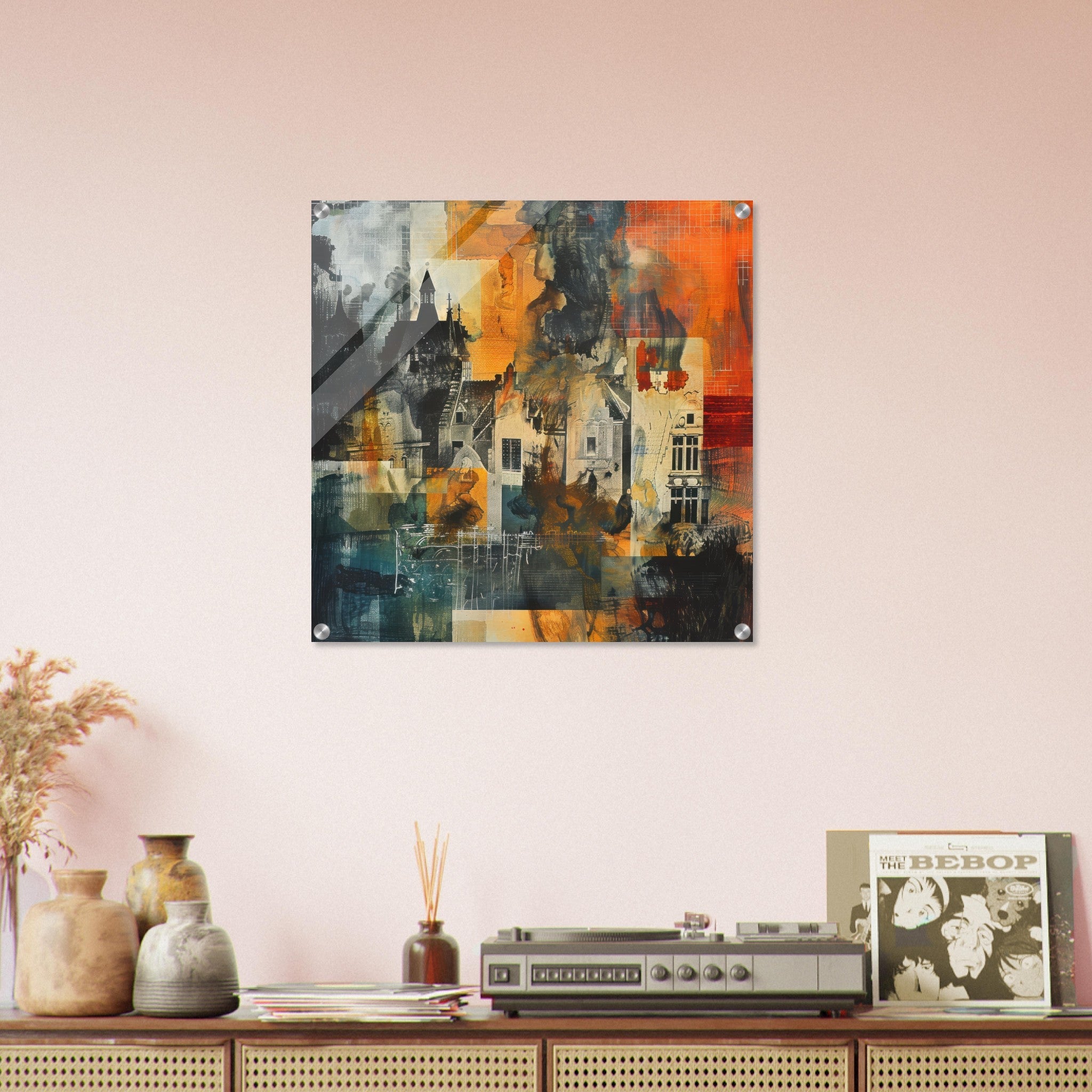 Acrylic Print Square - Old culture of the Netherlands in abstract style 4 - Ai Art Force