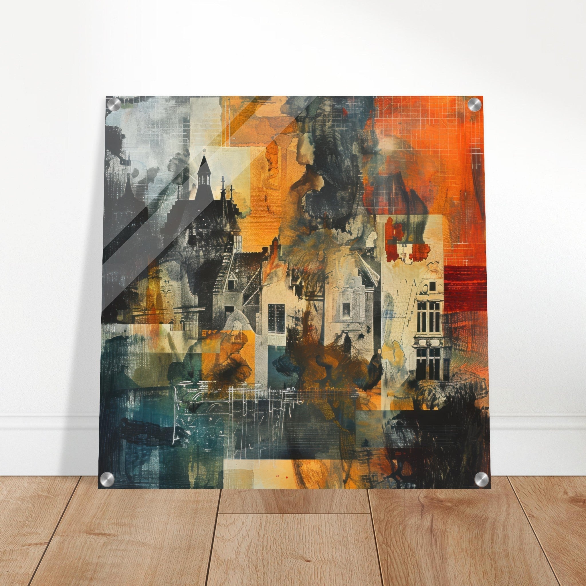 Acrylic Print Square - Old culture of the Netherlands in abstract style 4 - Ai Art Force
