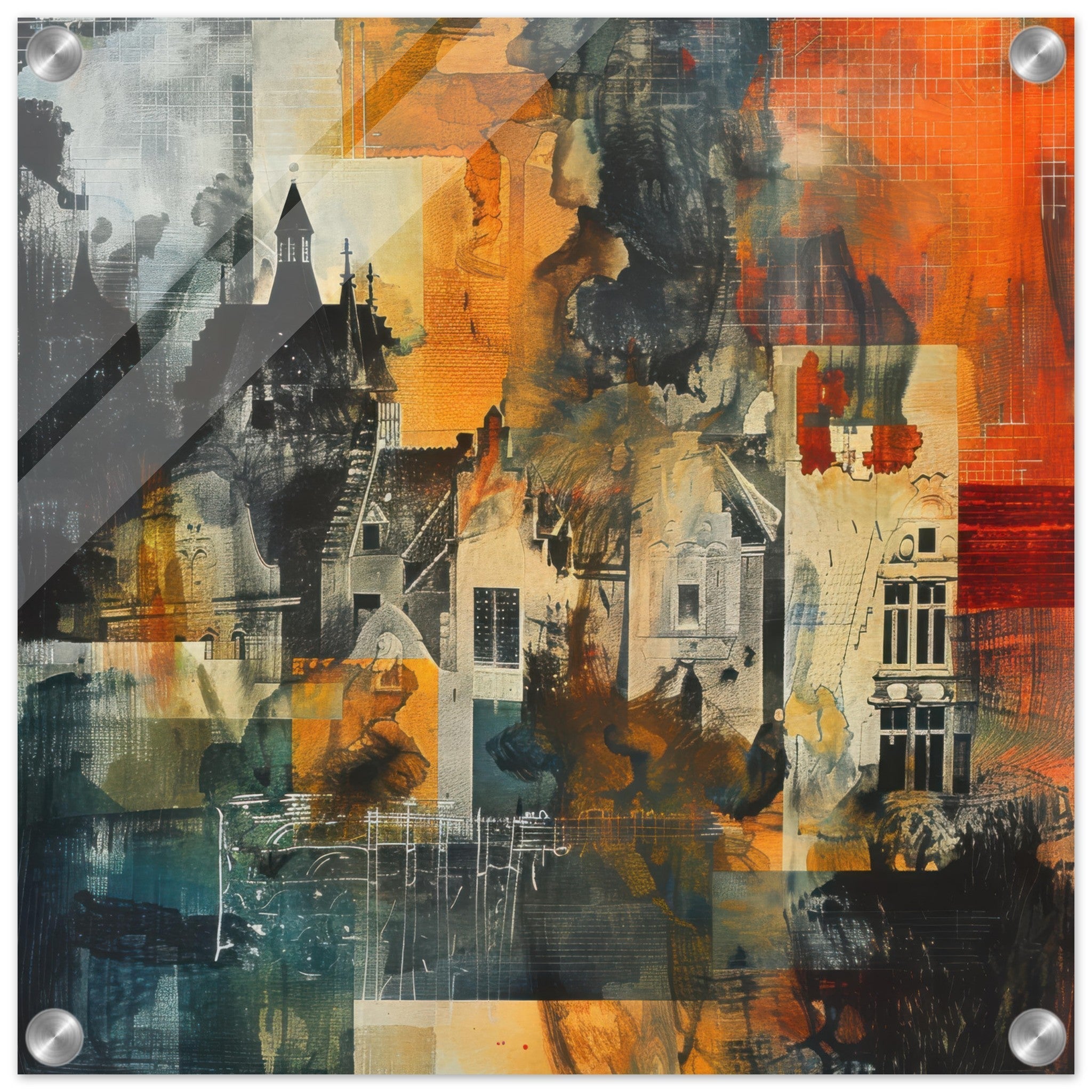 Acrylic Print Square - Old culture of the Netherlands in abstract style 4 - Ai Art Force