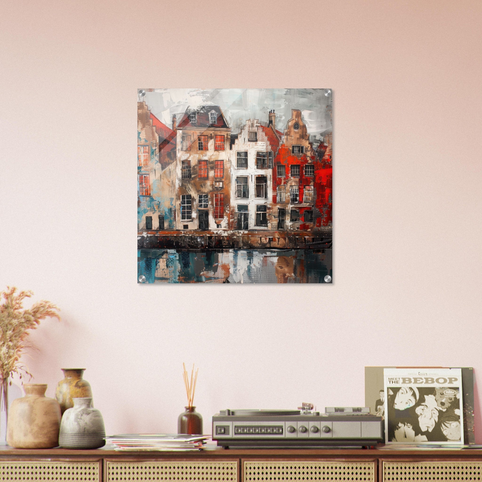 Acrylic Print Square - Old culture of the Netherlands in abstract style - Shop Ai Art WebShop - Digital Art online Store