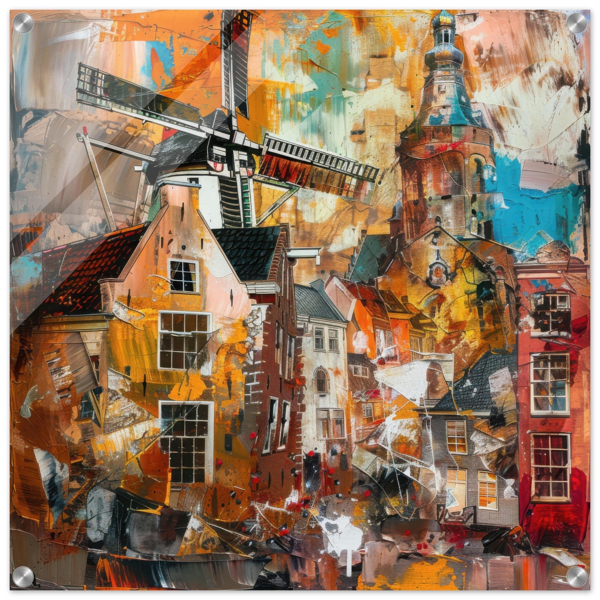 Acrylic Print Square - Old culture of the Netherlands in abstract style 5 - Shop Ai Art WebShop - Digital Art online Store