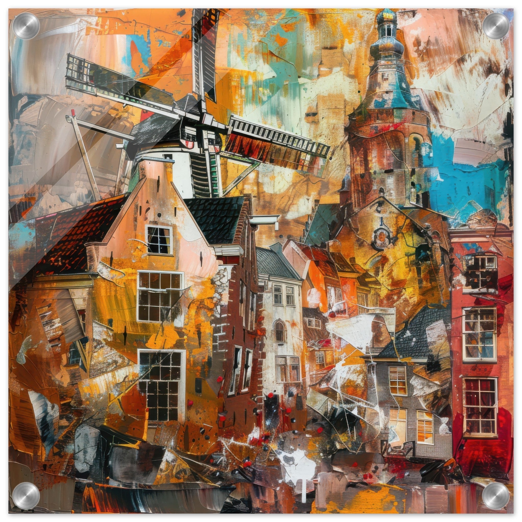 Acrylic Print Square - Old culture of the Netherlands in abstract style 5 - Shop Ai Art WebShop - Digital Art online Store