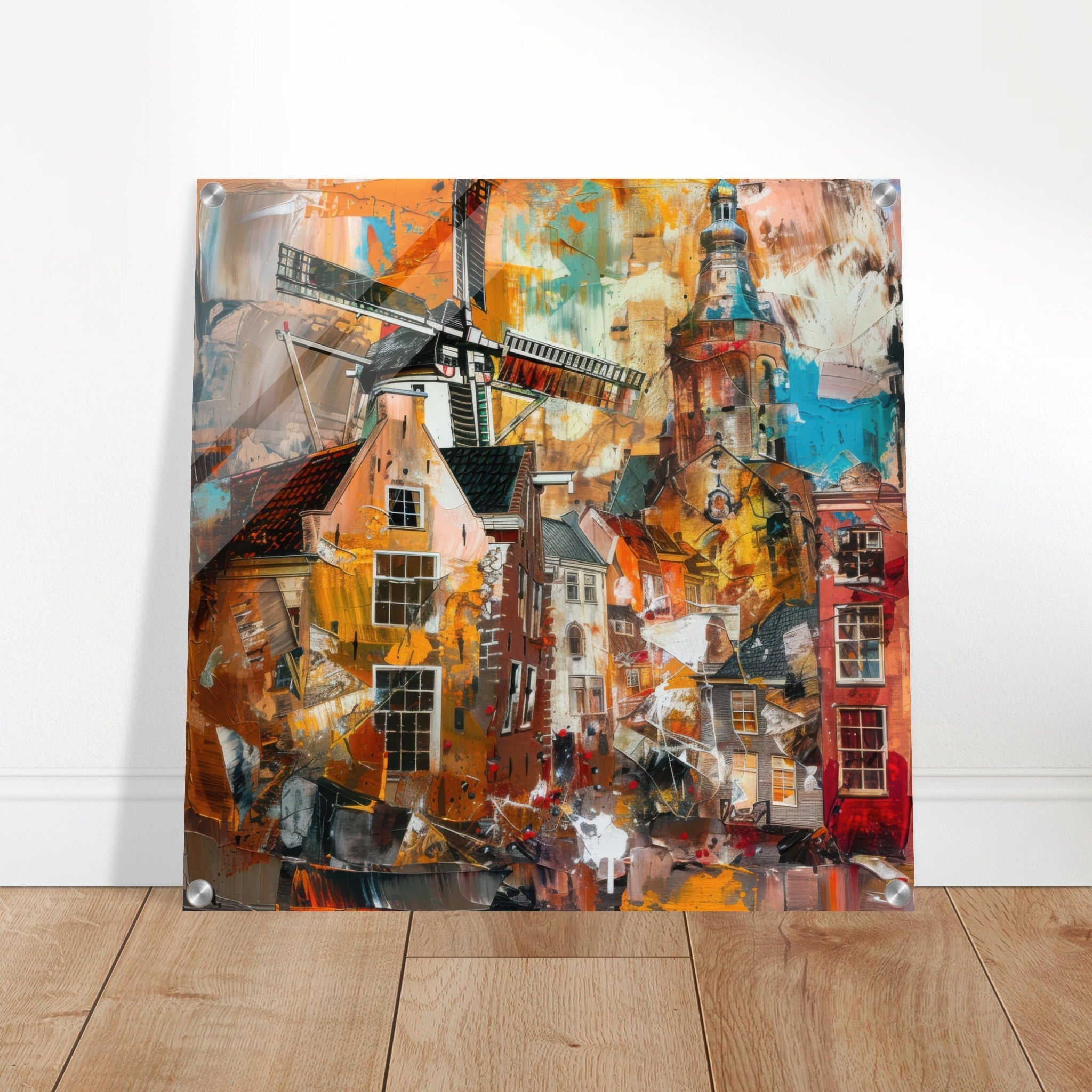 Acrylic Print Square - Old culture of the Netherlands in abstract style 5 - Shop Ai Art WebShop - Digital Art online Store