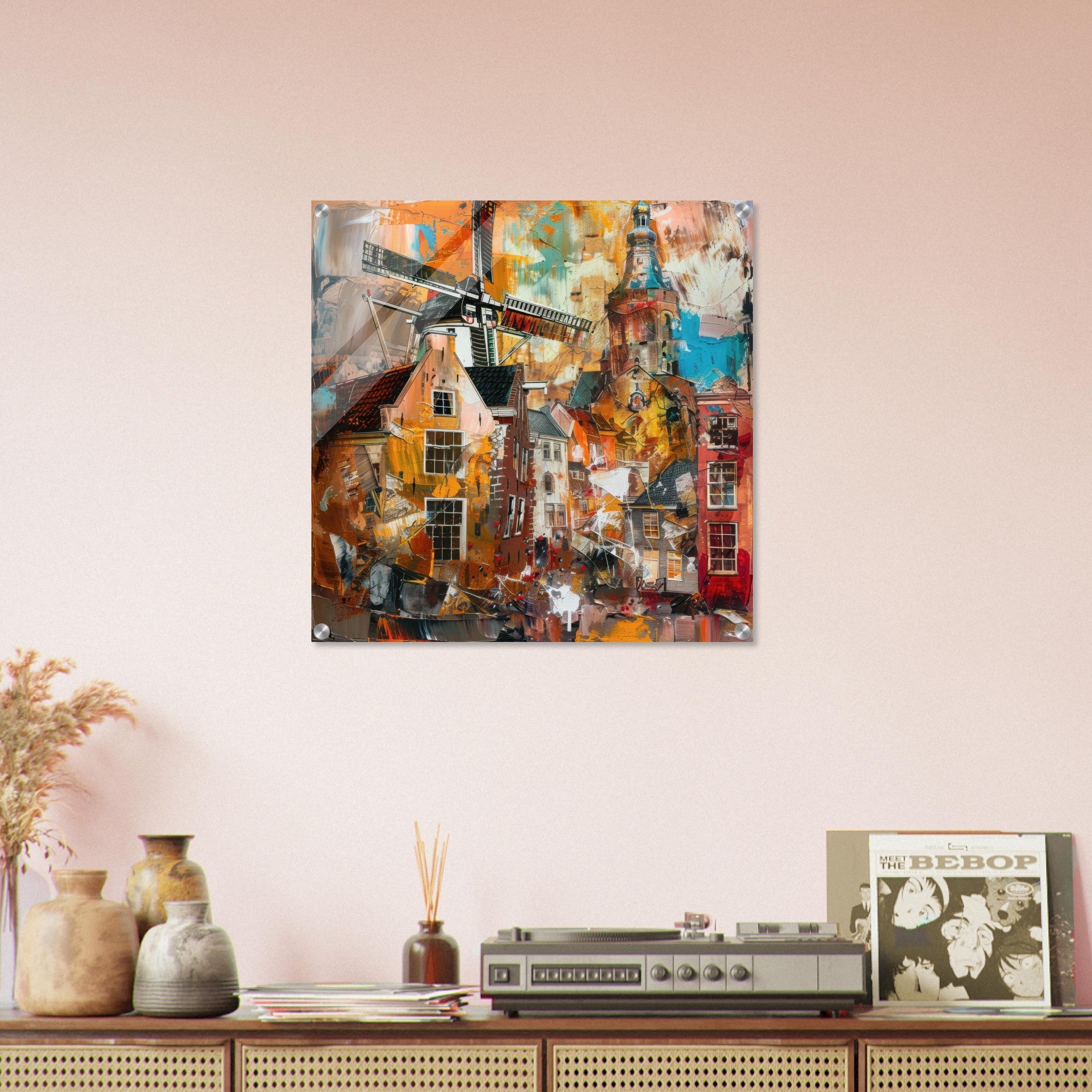 Acrylic Print Square - Old culture of the Netherlands in abstract style 5 - Shop Ai Art WebShop - Digital Art online Store