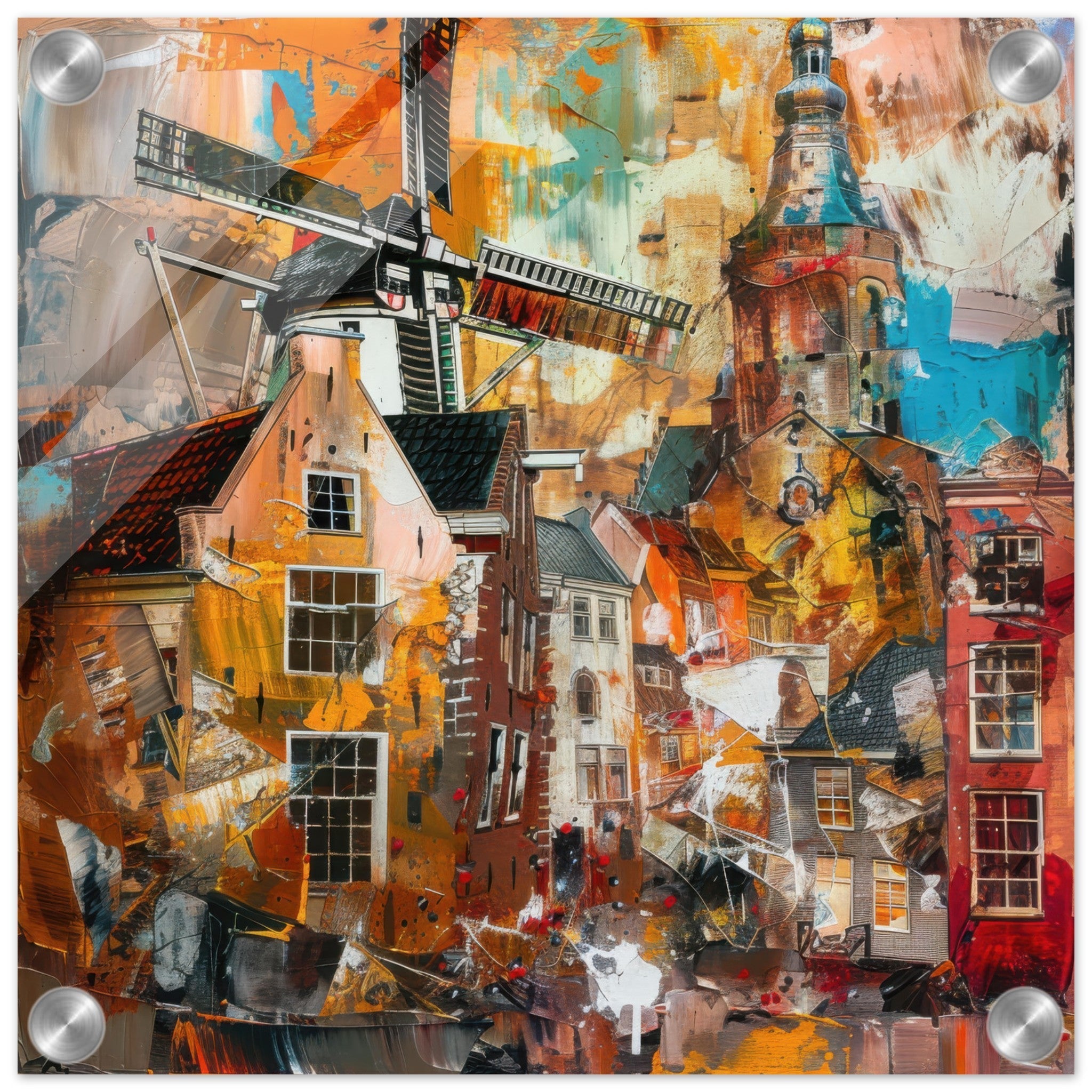 Acrylic Print Square - Old culture of the Netherlands in abstract style 5 - Shop Ai Art WebShop - Digital Art online Store