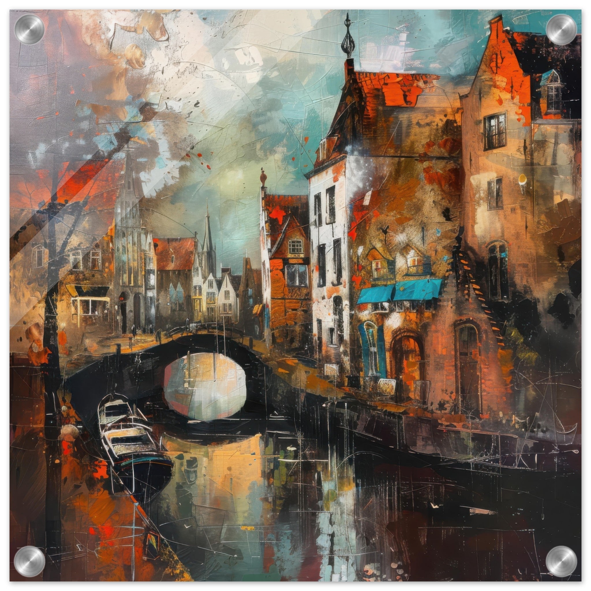 Acrylic Print Square - Old culture of the Netherlands in abstract style 6 - Shop Ai Art WebShop - Digital Art online Store