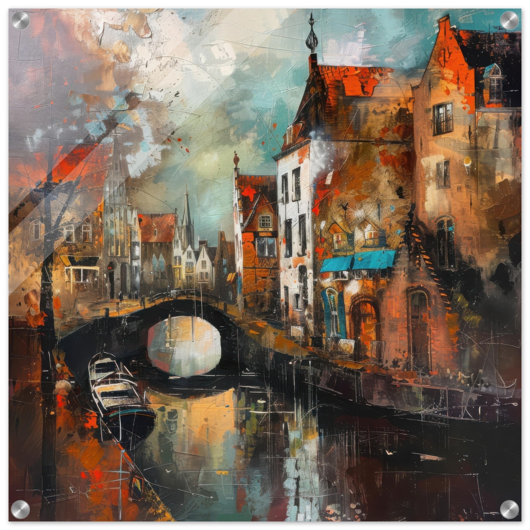 Acrylic Print Square - Old culture of the Netherlands in abstract style 6 - Shop Ai Art WebShop - Digital Art online Store