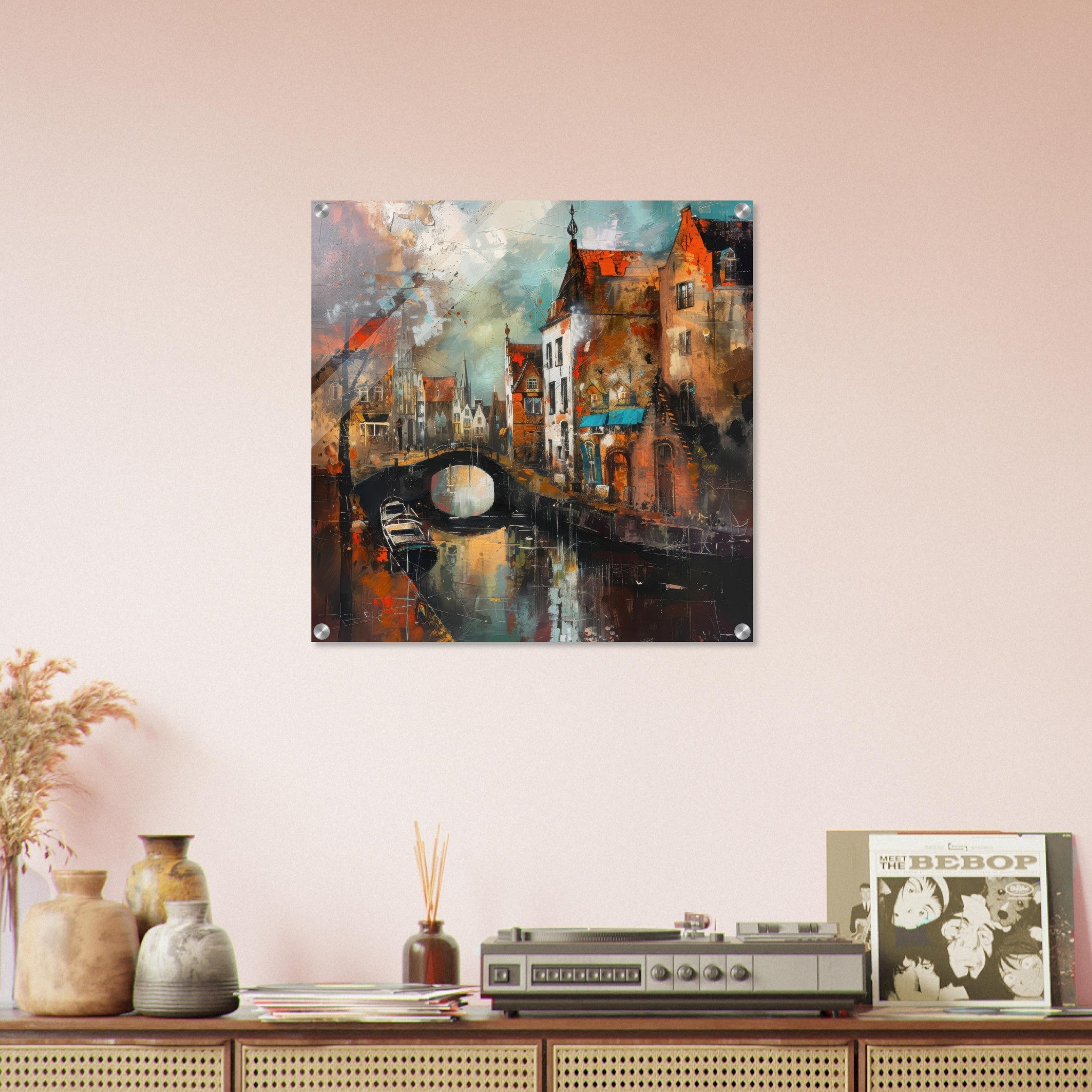 Acrylic Print Square - Old culture of the Netherlands in abstract style 6 - Shop Ai Art WebShop - Digital Art online Store