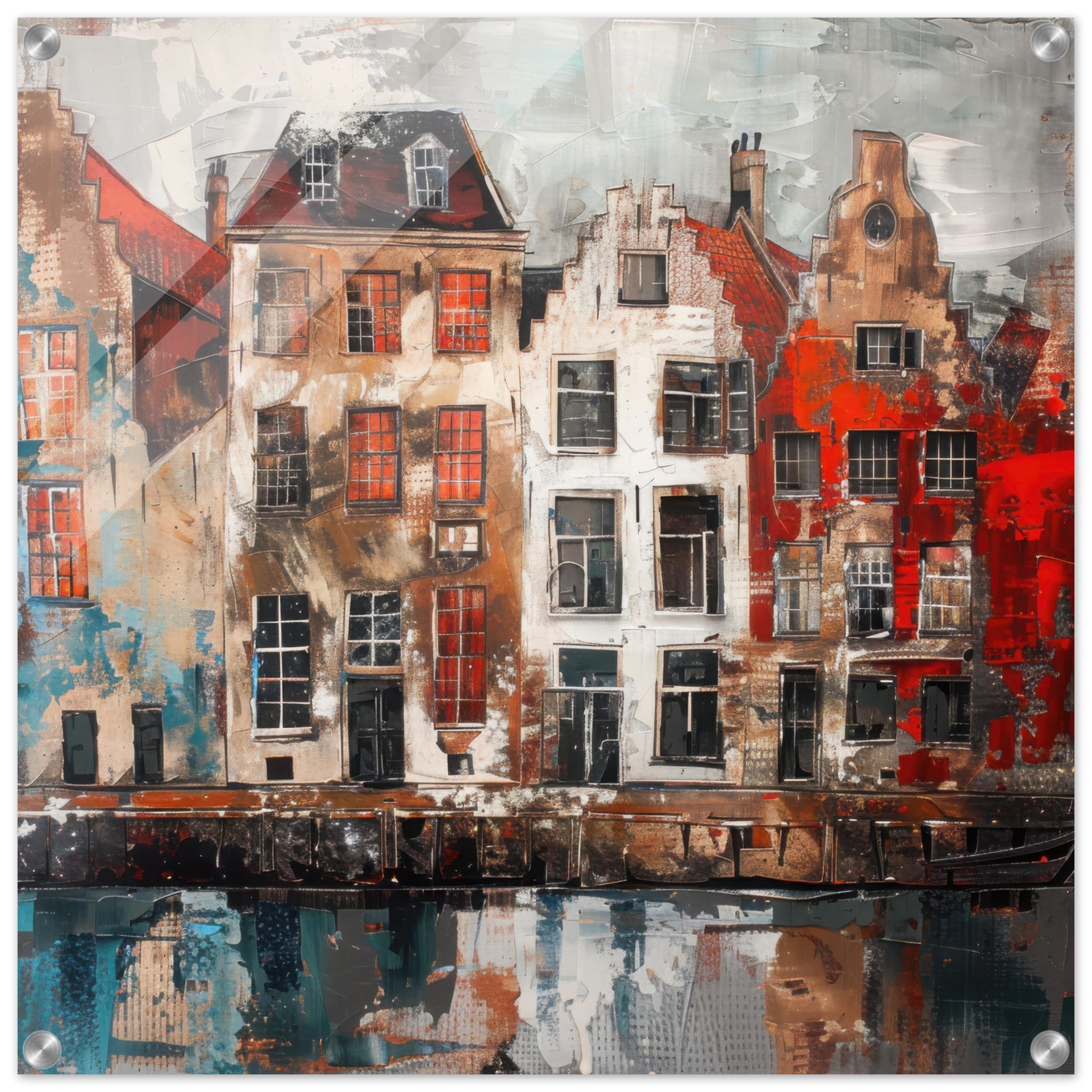Acrylic Print Square - Old culture of the Netherlands in abstract style - Shop Ai Art WebShop - Digital Art online Store