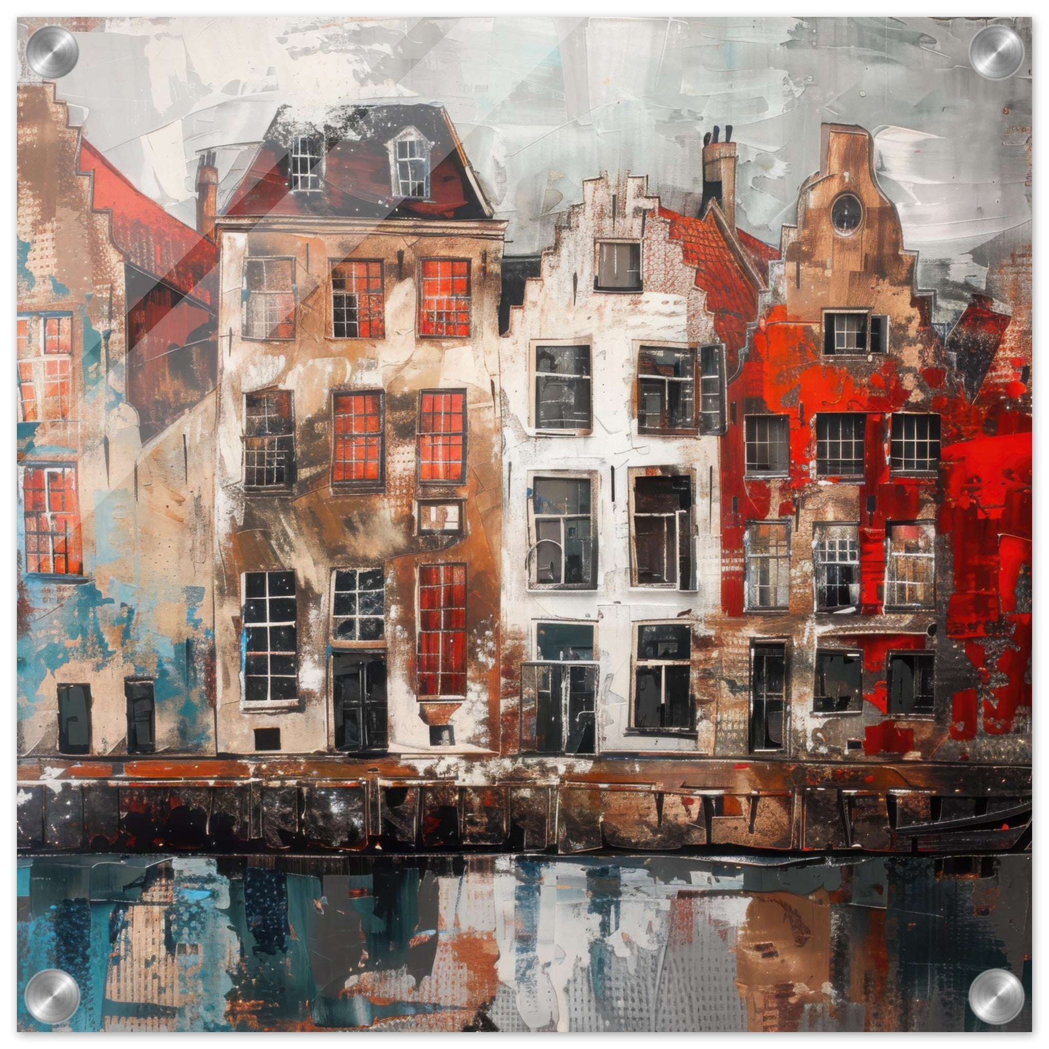 Acrylic Print Square - Old culture of the Netherlands in abstract style - Shop Ai Art WebShop - Digital Art online Store